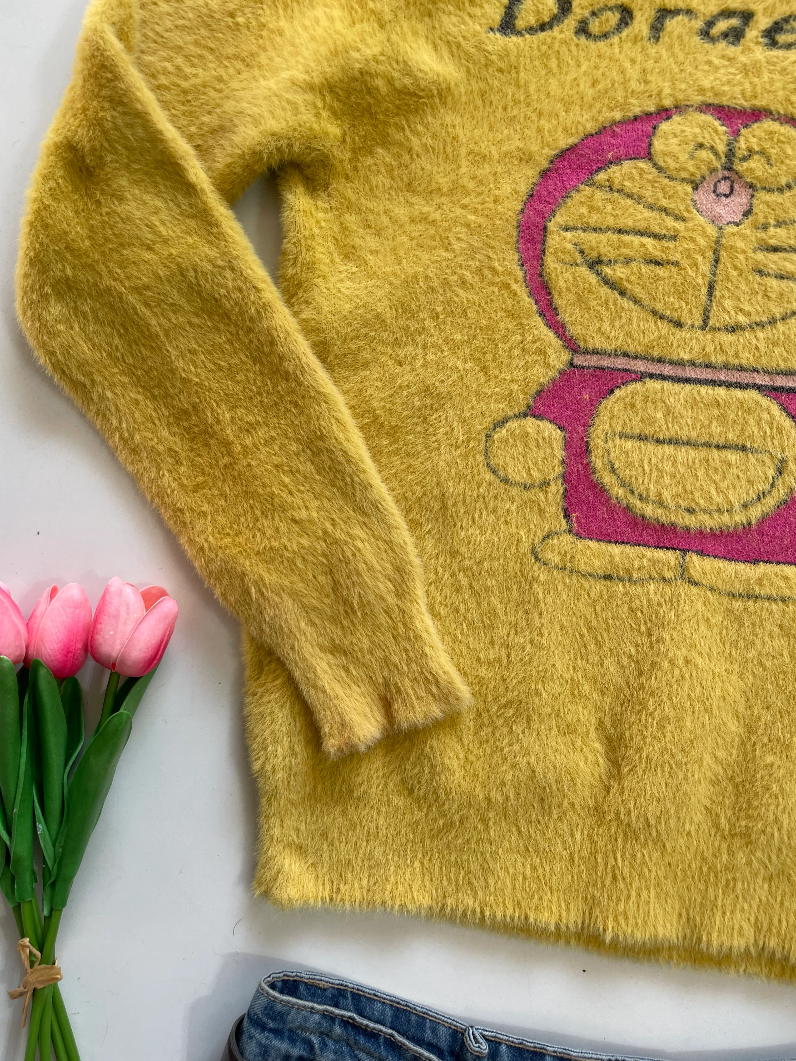 Doraemon Fuzzy Yellow Soft Sweater - Bust 30 to 32 - Image 3