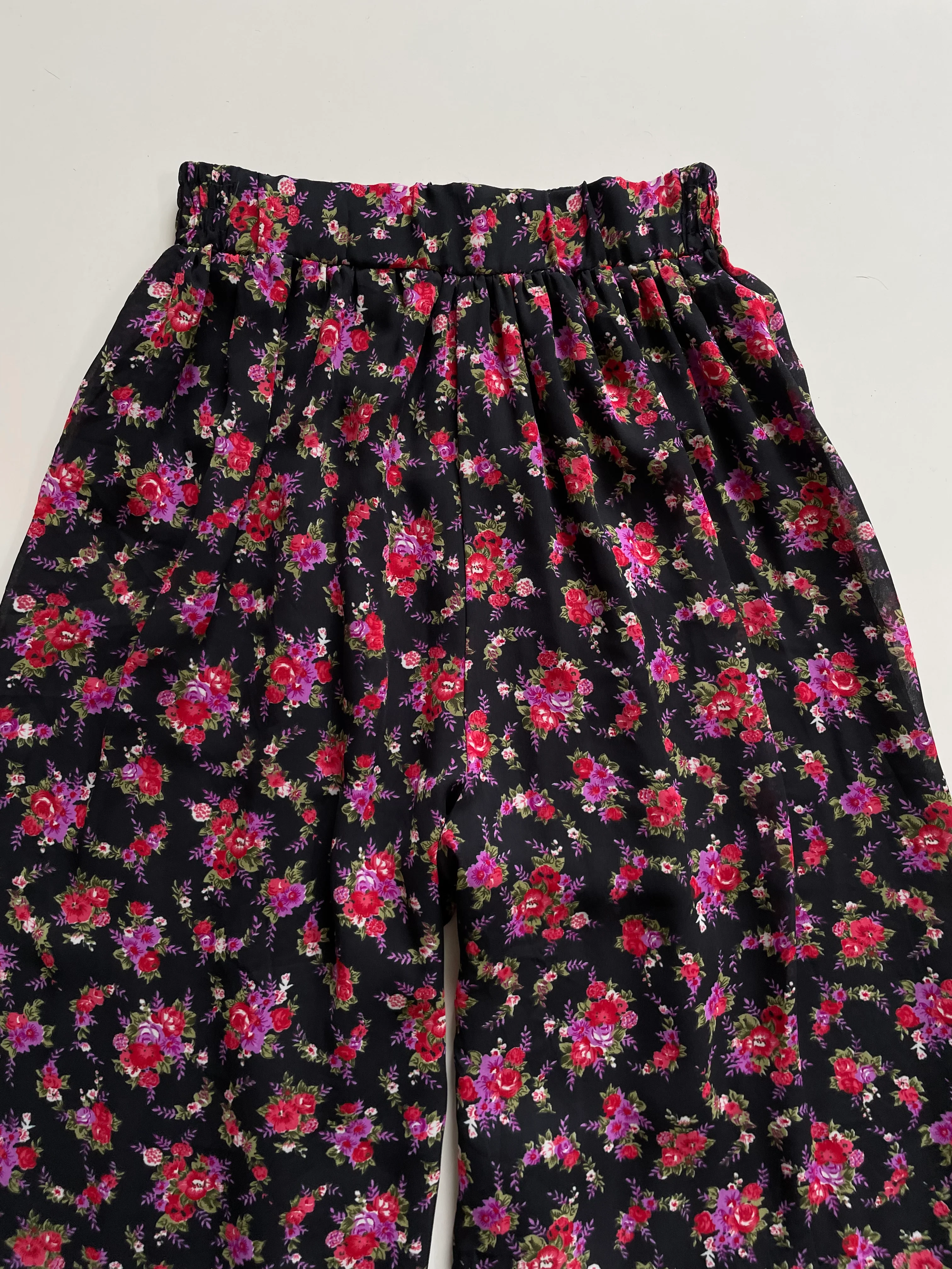BLACK PINK FLORAL LINED PANTS - WAIST 28 TO 32 - Image 2