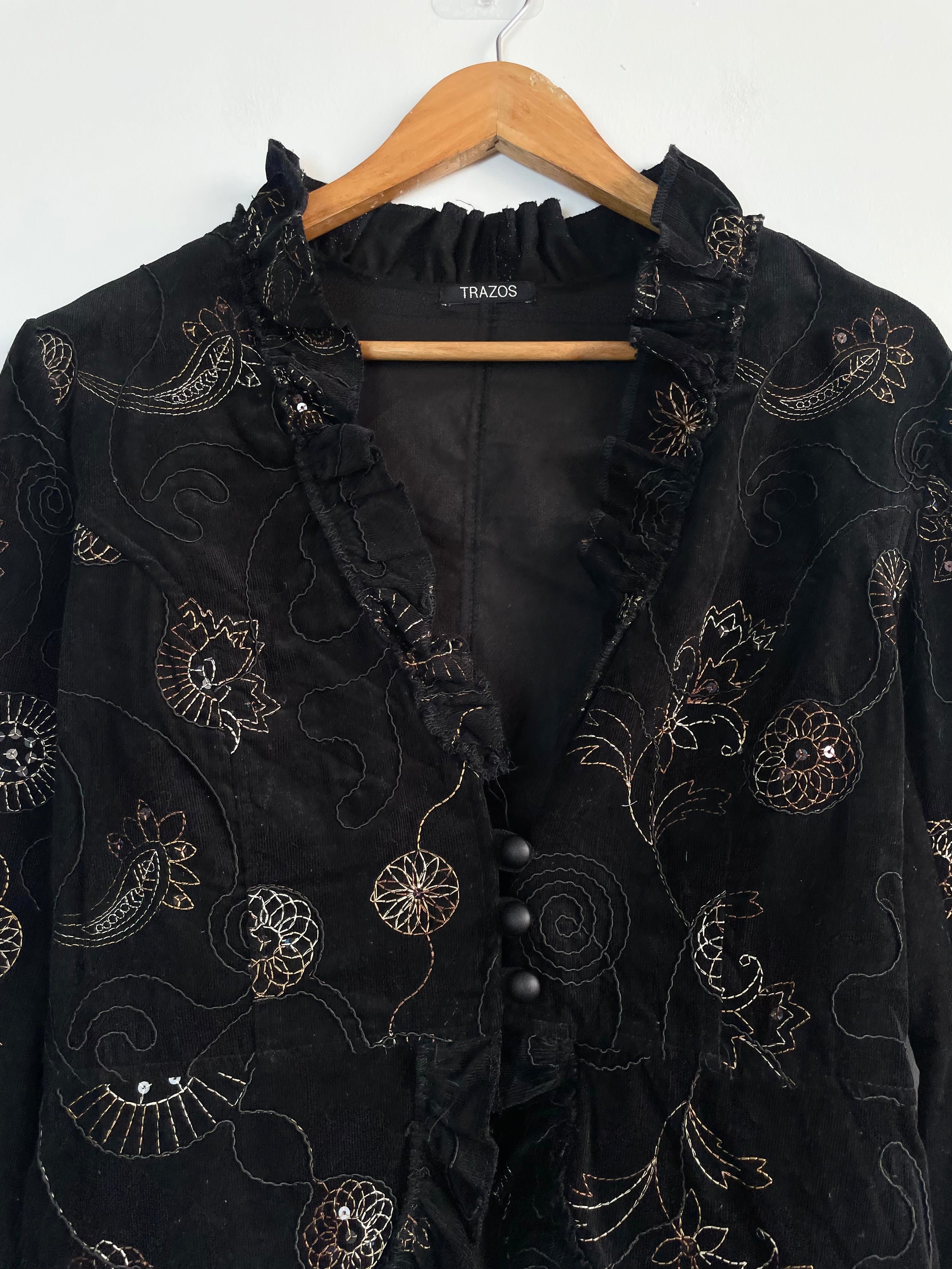Trazos Corduroy Embroidered Vintage Blazer-Bust 38 - Image 2