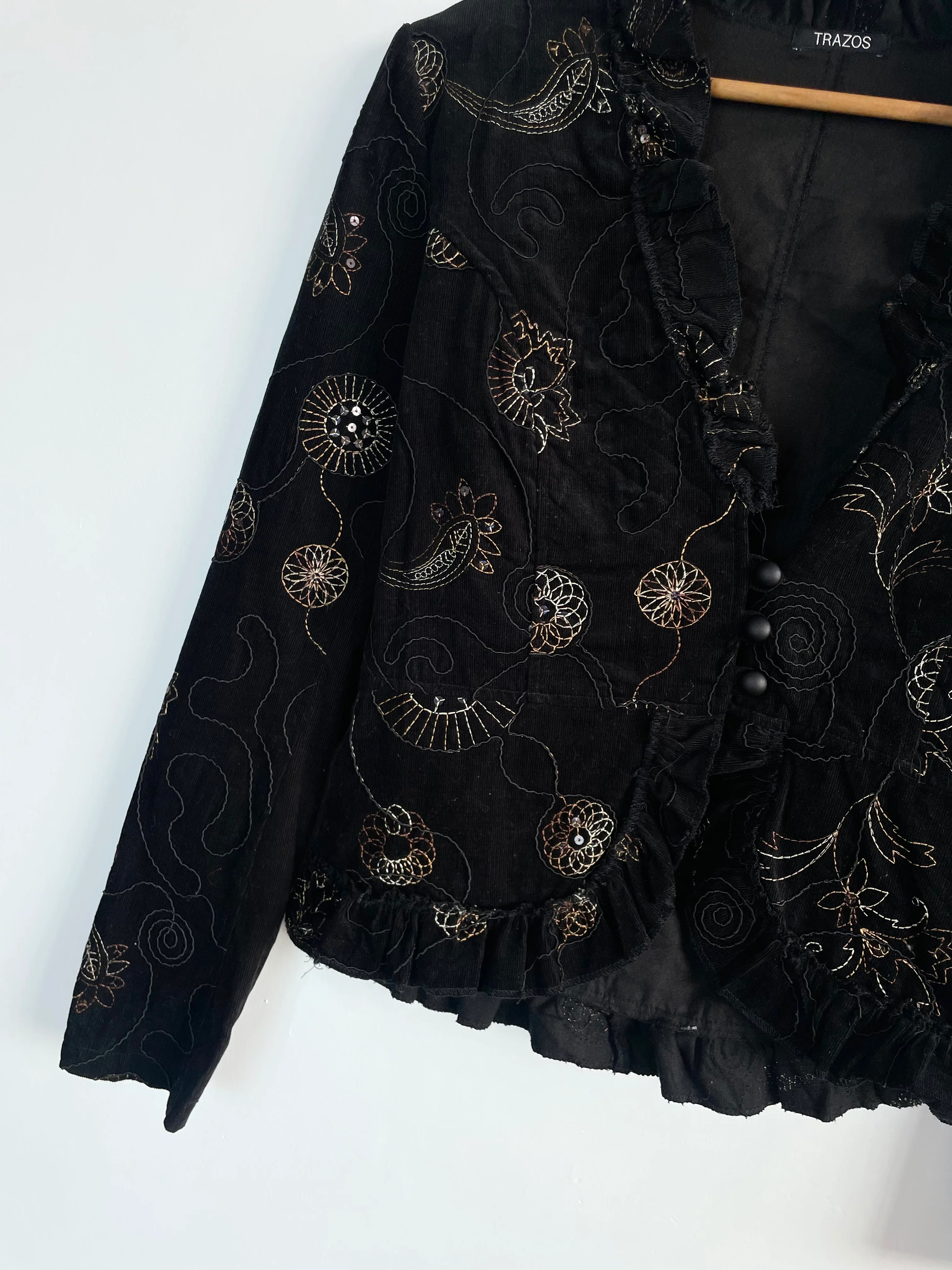 Trazos Corduroy Embroidered Vintage Blazer-Bust 38 - Image 3