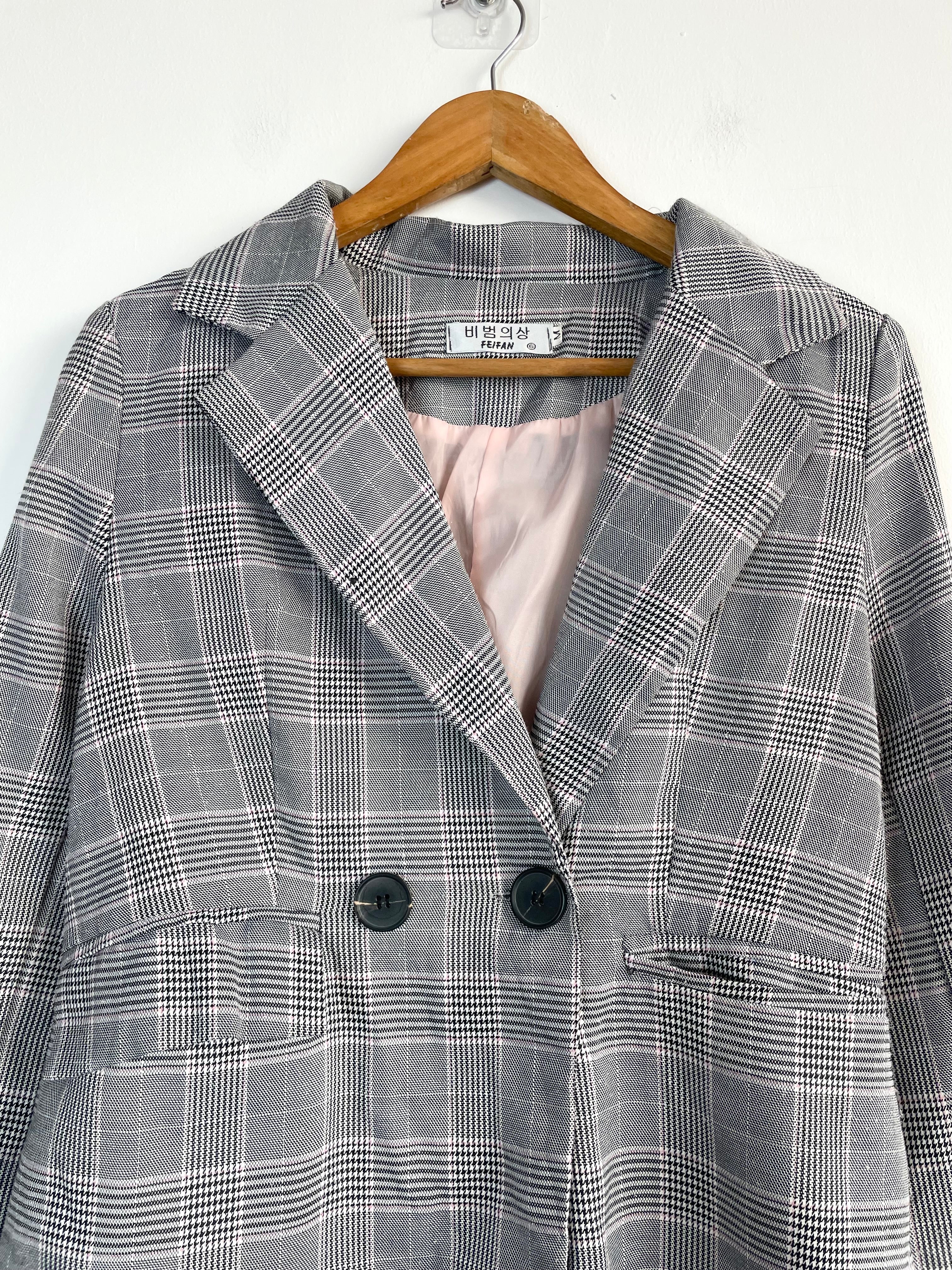 Checkered Vintage Blazer-Bust 38 - Image 2