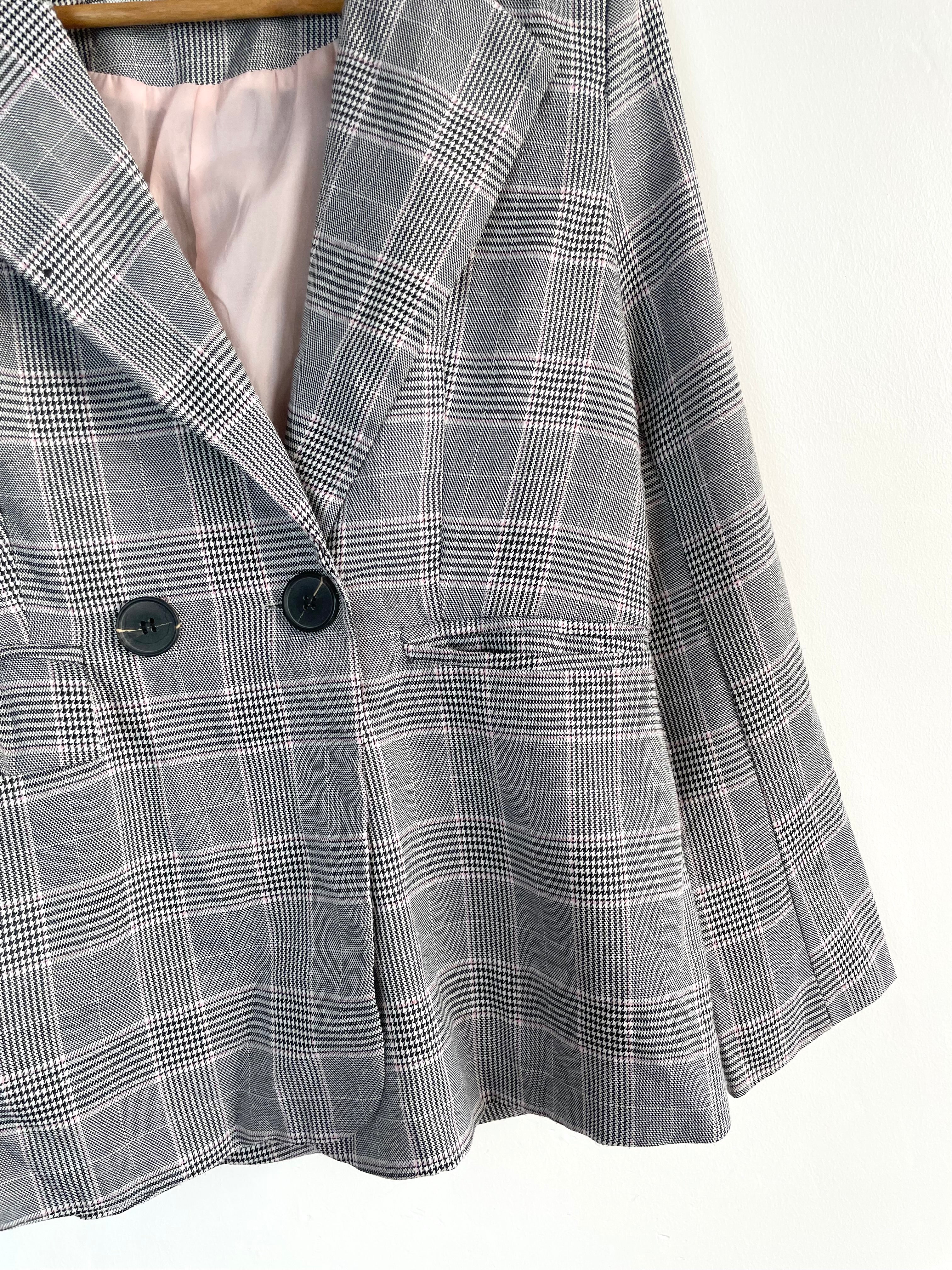 Checkered Vintage Blazer-Bust 38 - Image 3