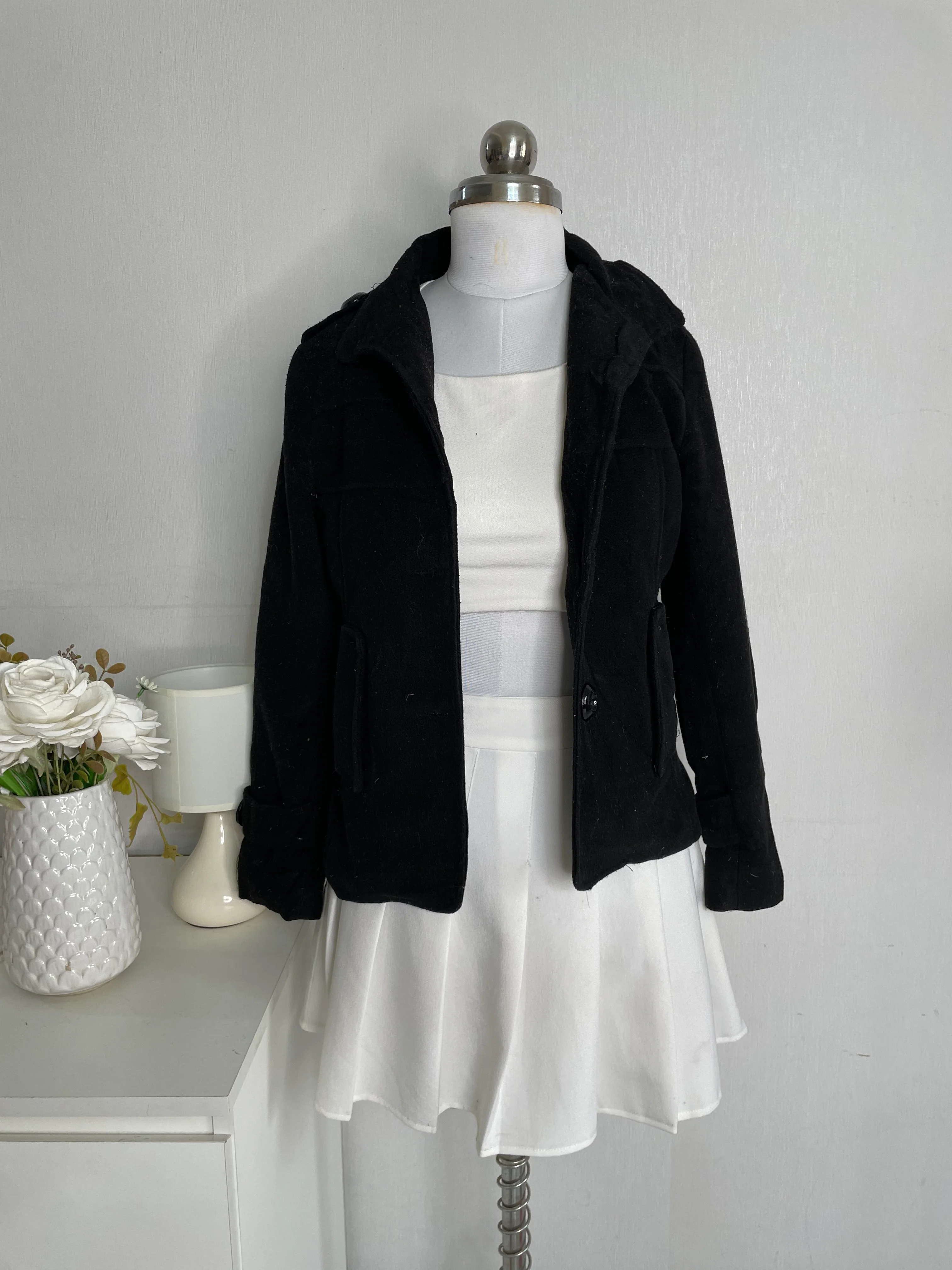 Black Thick Warm Coat -Bust 28