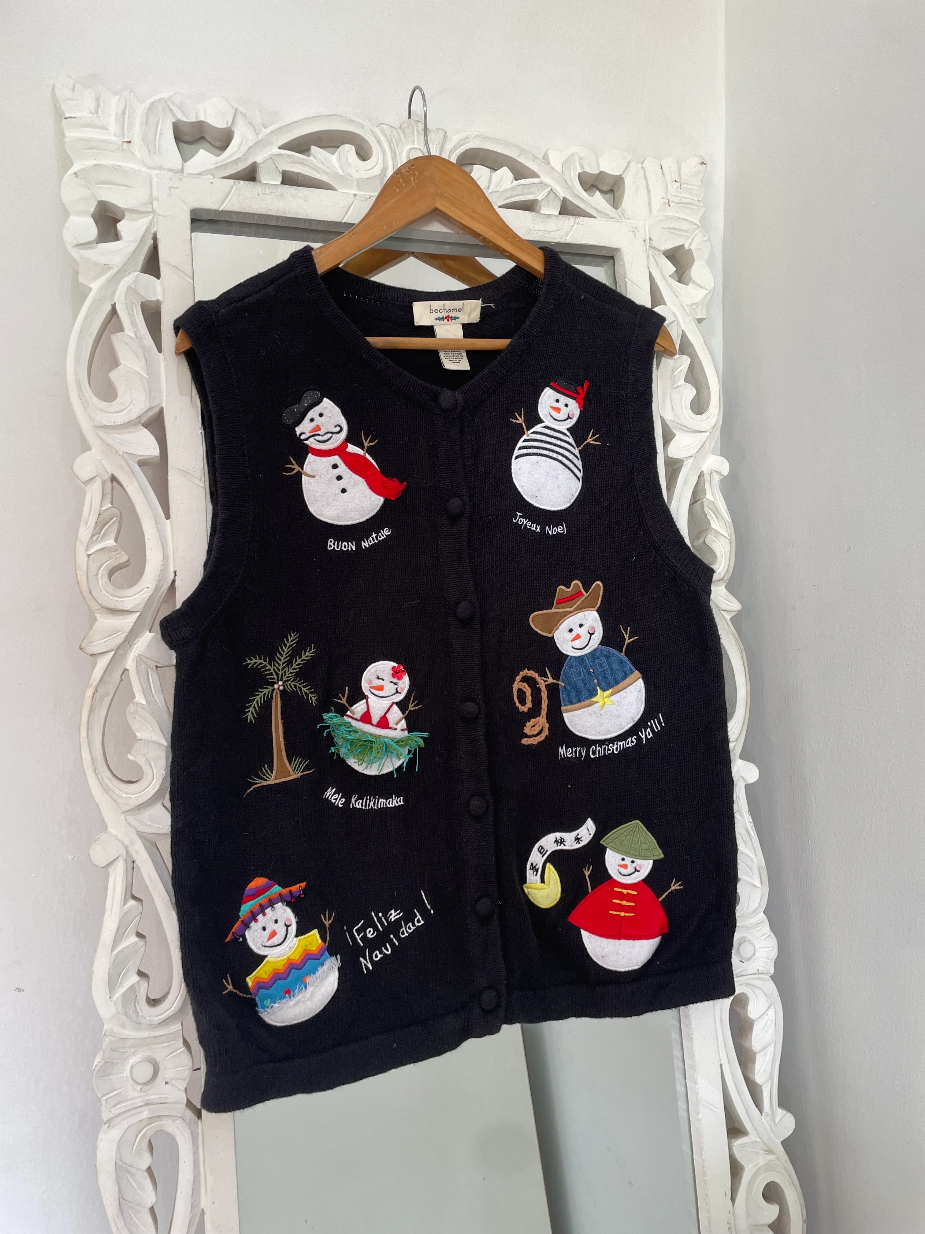 Bechamel Embroidered Christmas Sweater Vest-Bust 40