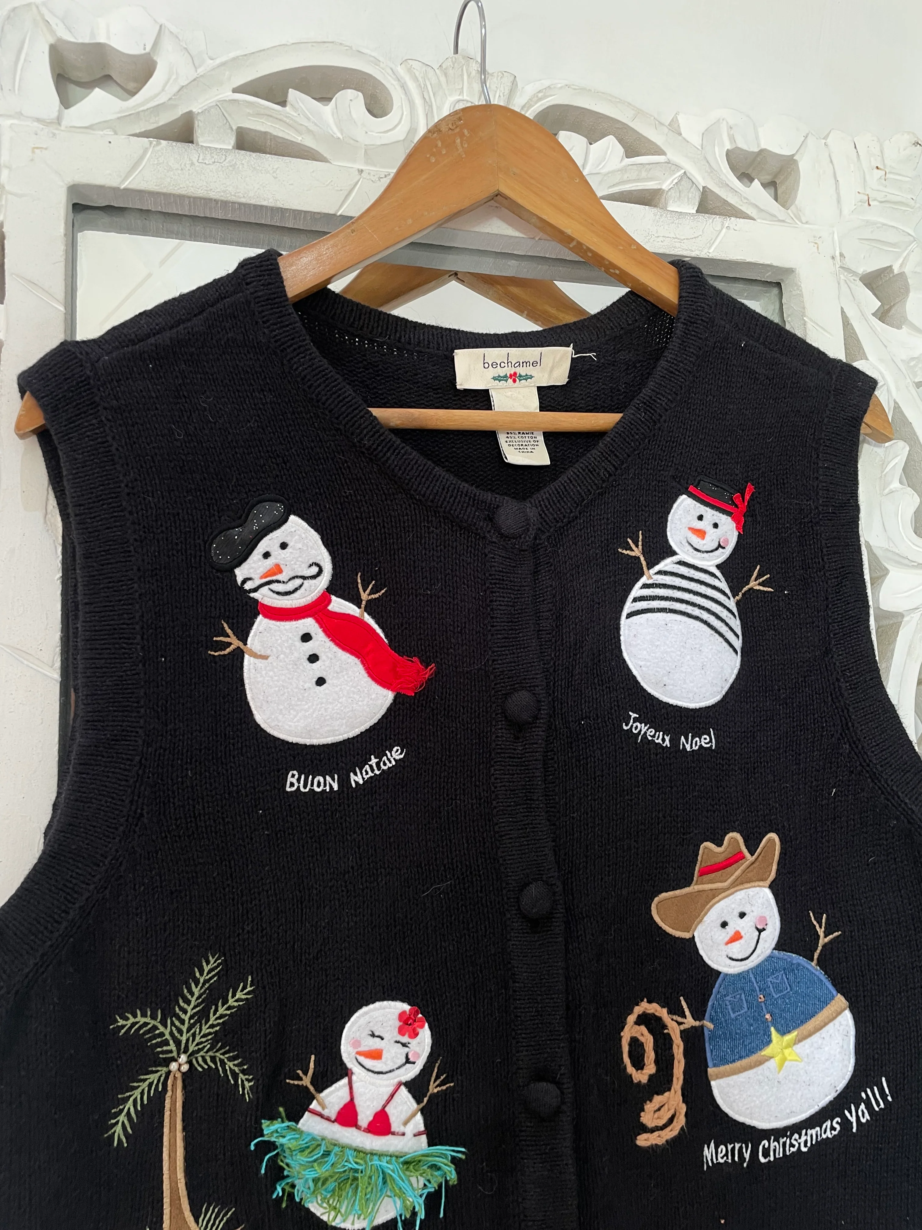 Bechamel Embroidered Christmas Sweater Vest-Bust 40 - Image 2