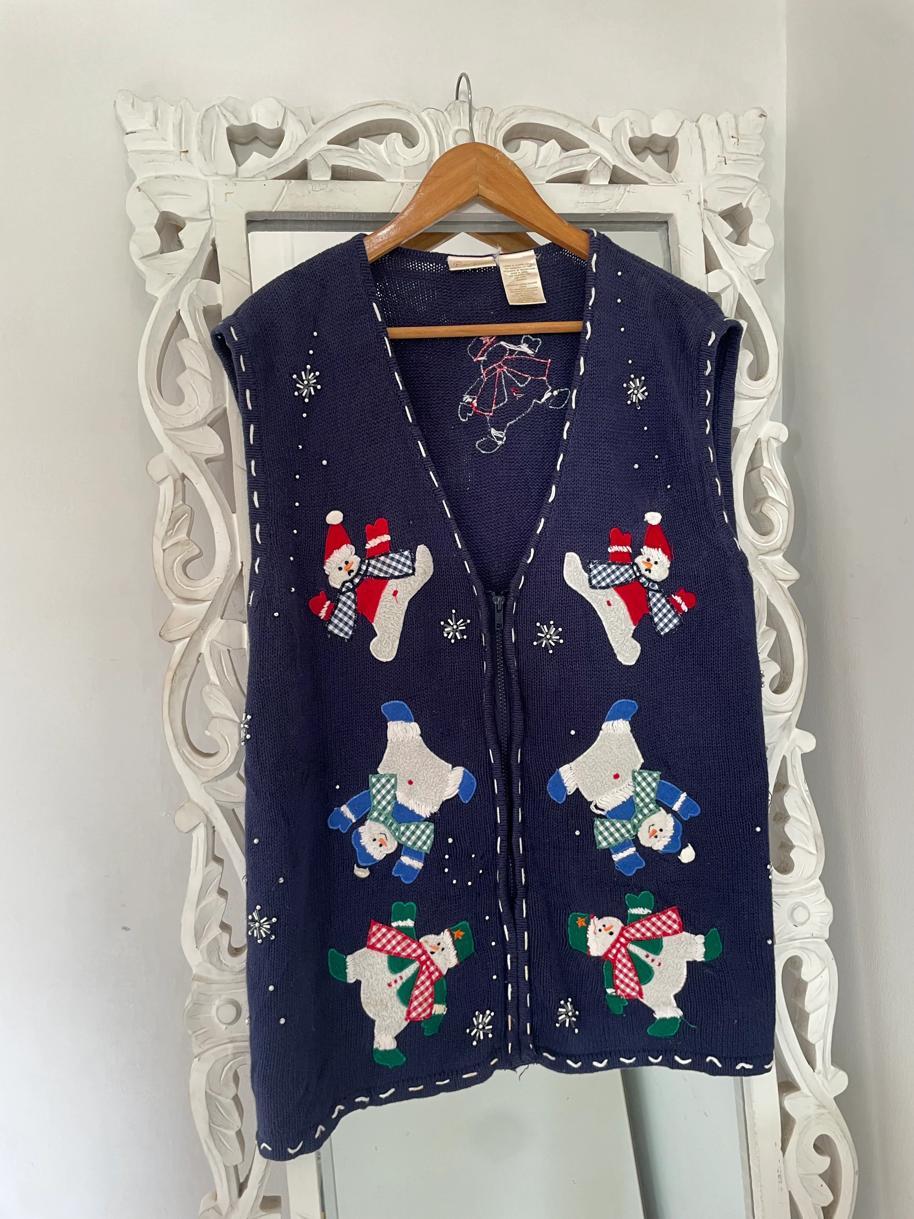 Bobbie Brooks Embroidered Christmas Sweater Vest-Bust 48
