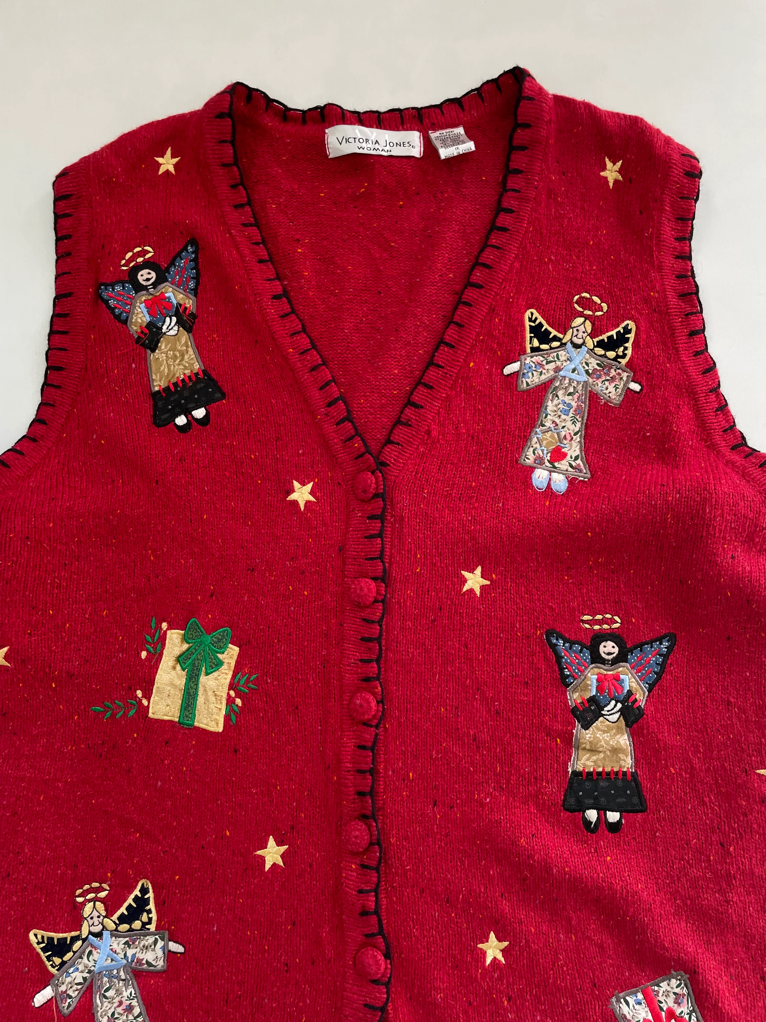 Victoria Jones Embroidered Christmas Sweater Vest-Bust 46 - Image 2