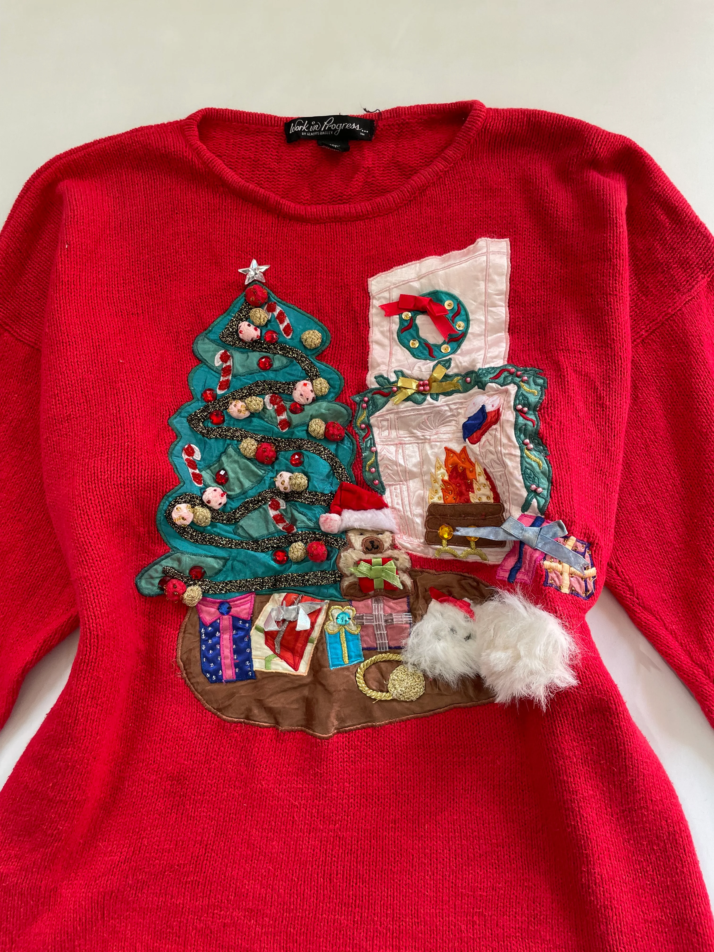 Embroidered Christmas Sweater-Bust 48 - Image 2