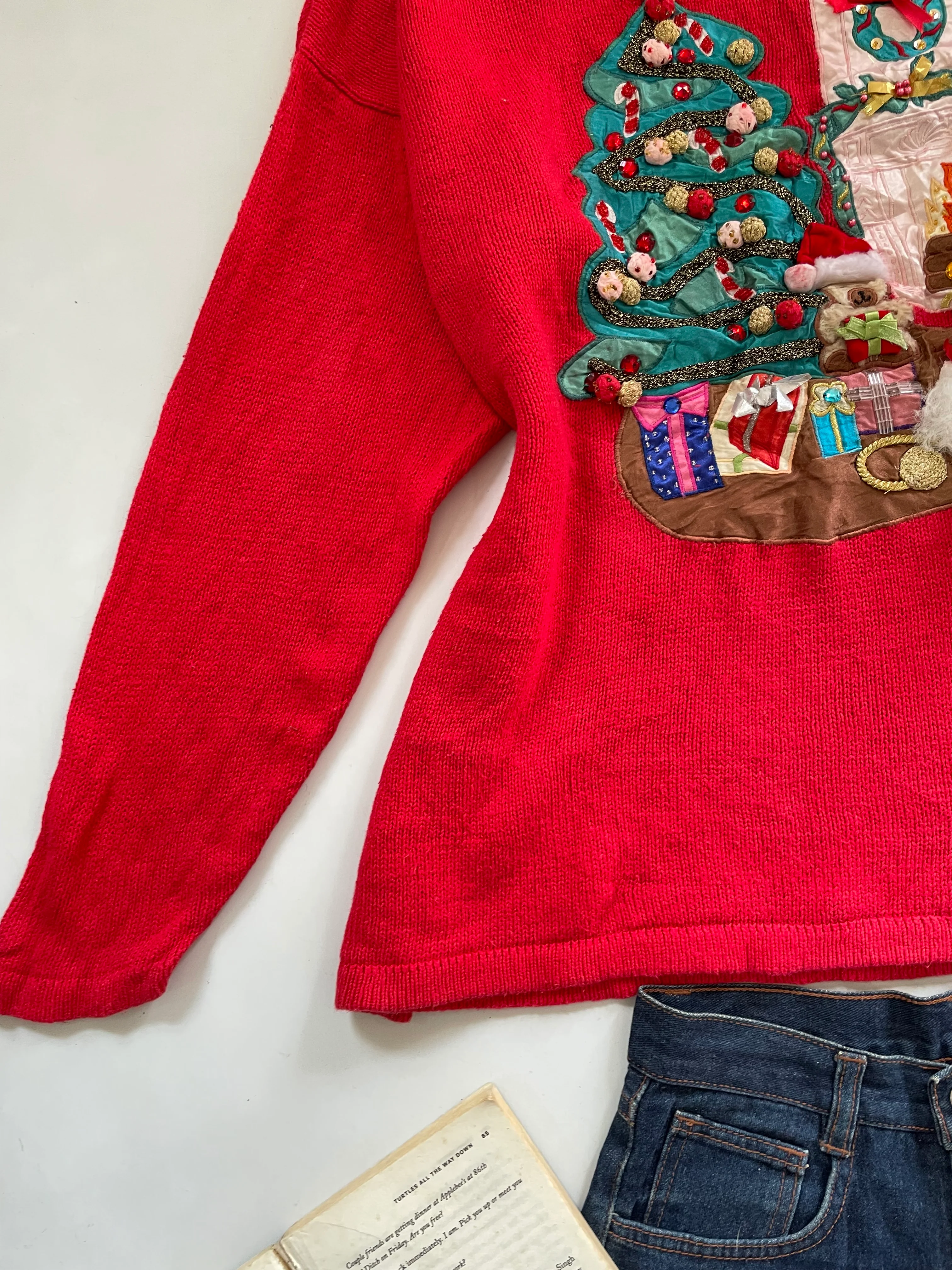 Embroidered Christmas Sweater-Bust 48 - Image 3