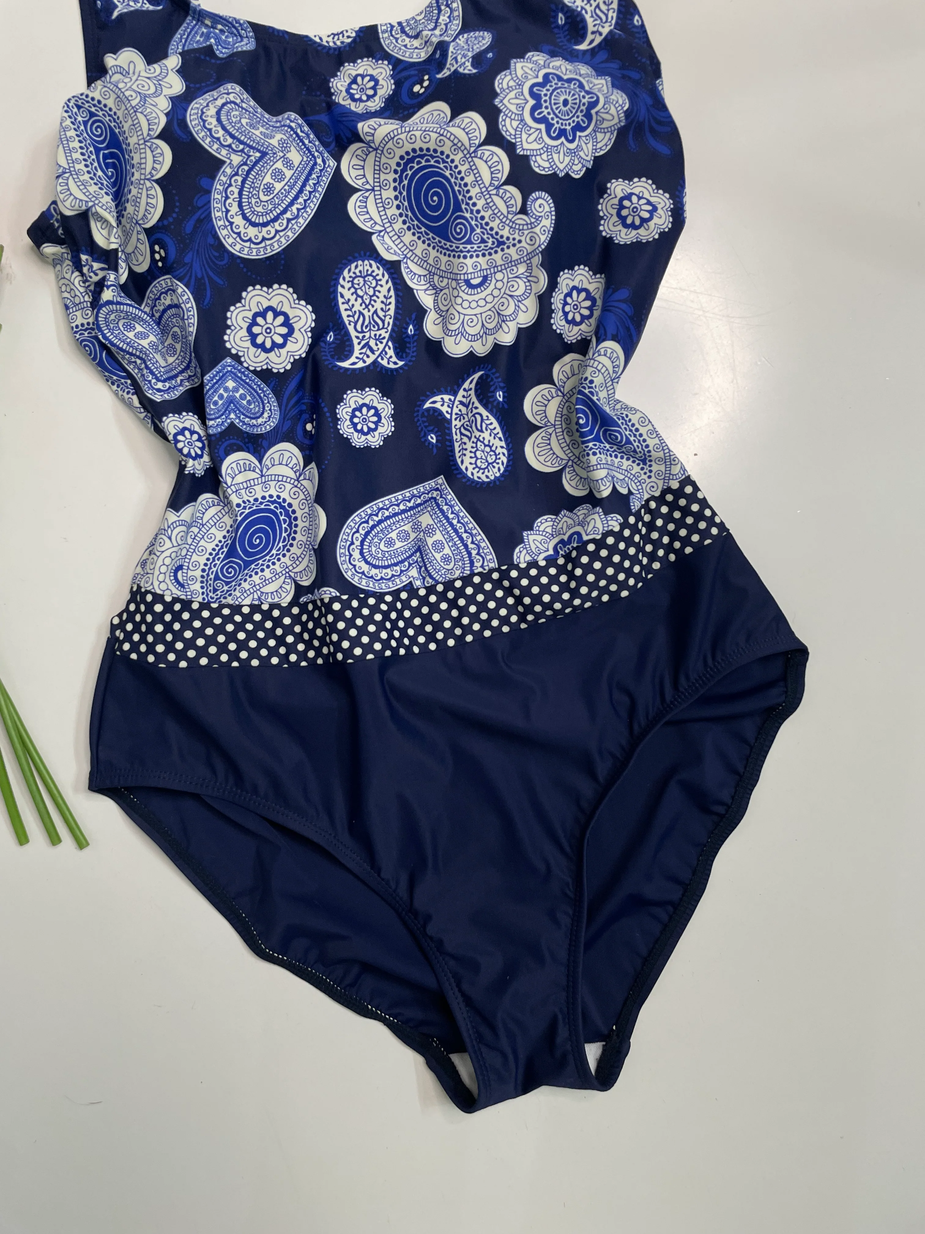 BLUE PAISLEY SWIMSUIT - BUST 36 to 38 - Image 3