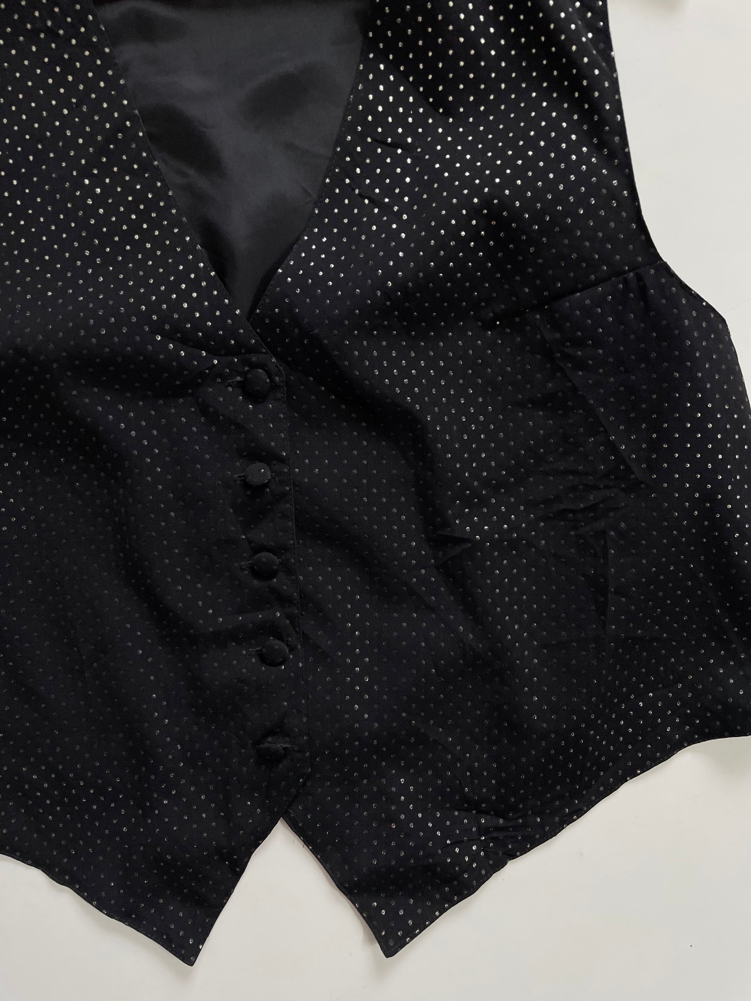 BLACK SHIMMER DOTS WAISTCOAT - BUST 40 - Image 3