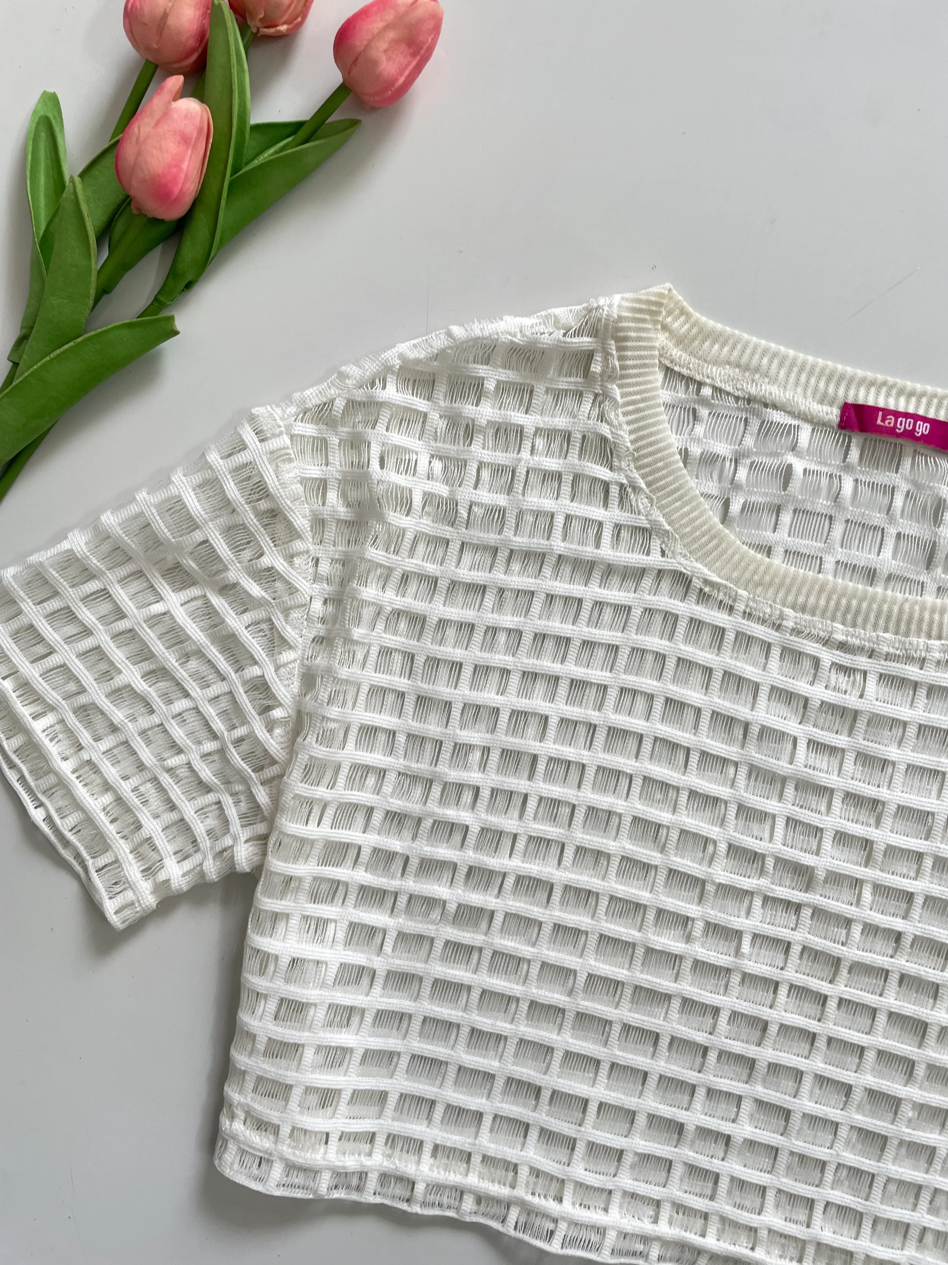 LA GO GO WHITE LACE TOP - BUST 38 - Image 2
