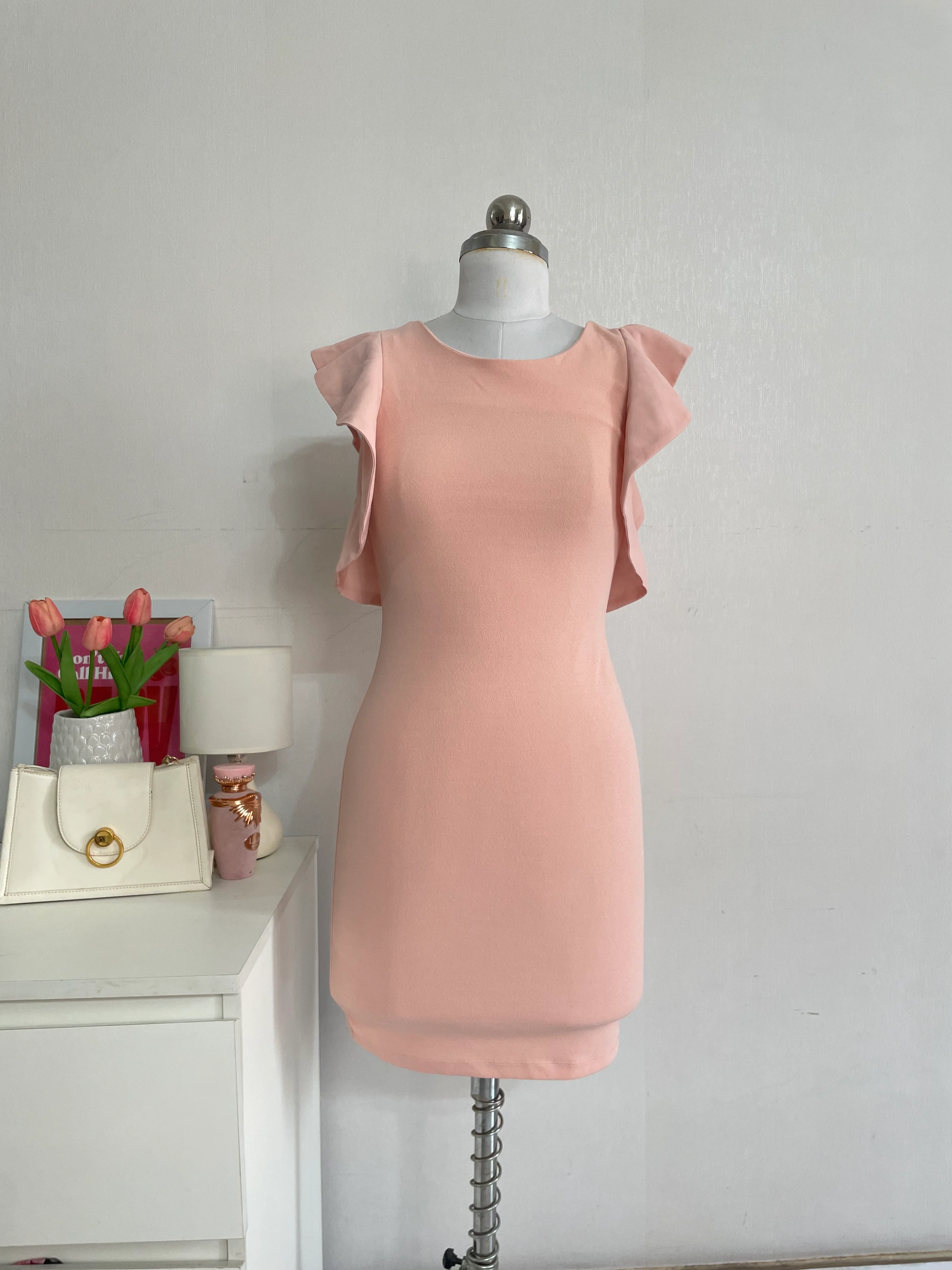 ONLY & U PEACH RUFFLE CUTOUT DRESS - BUST 28 TO 32 - Image 3