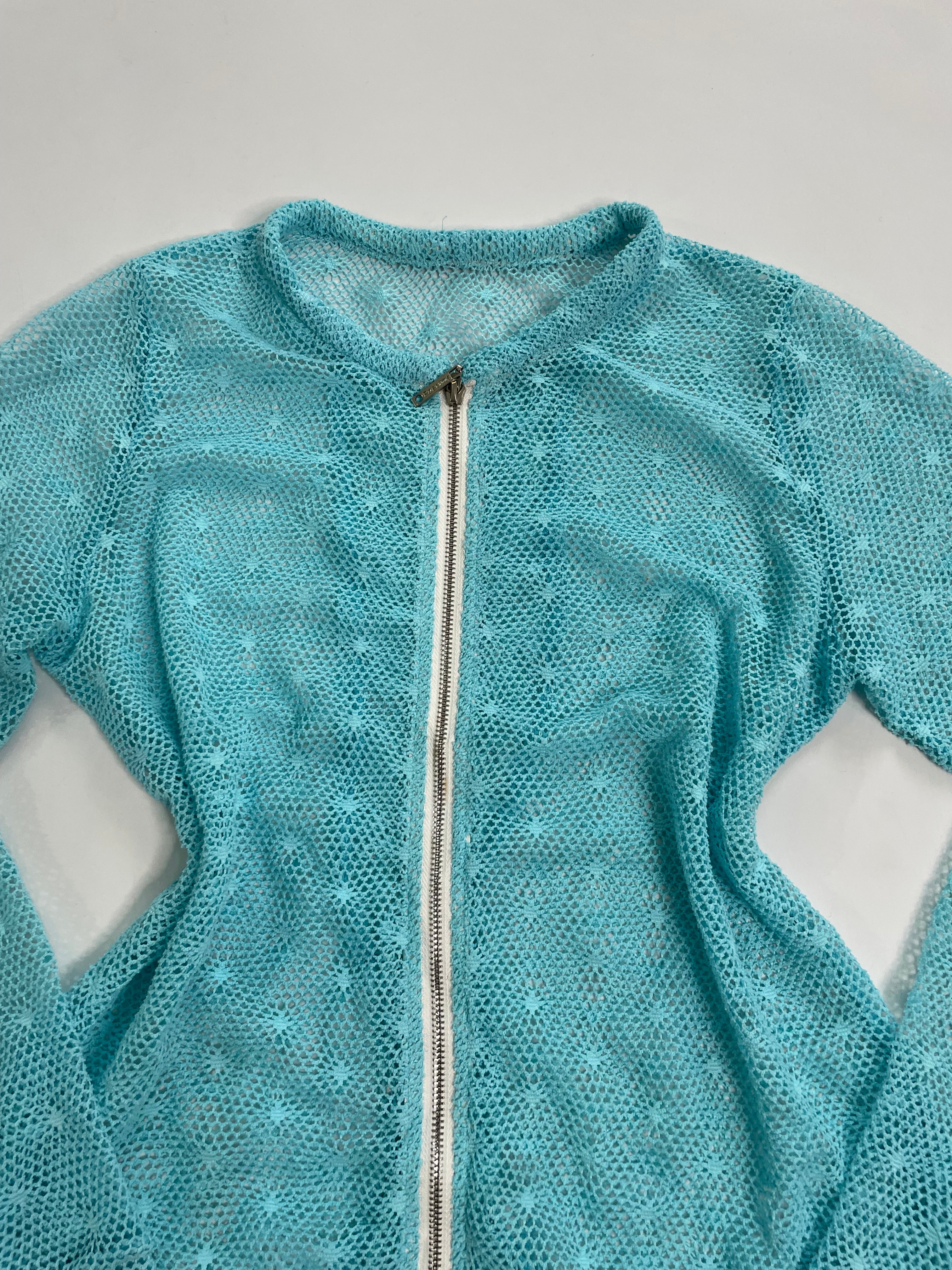 Sky Blue Crochet Zipper-Bust 38 to 40 - Image 2