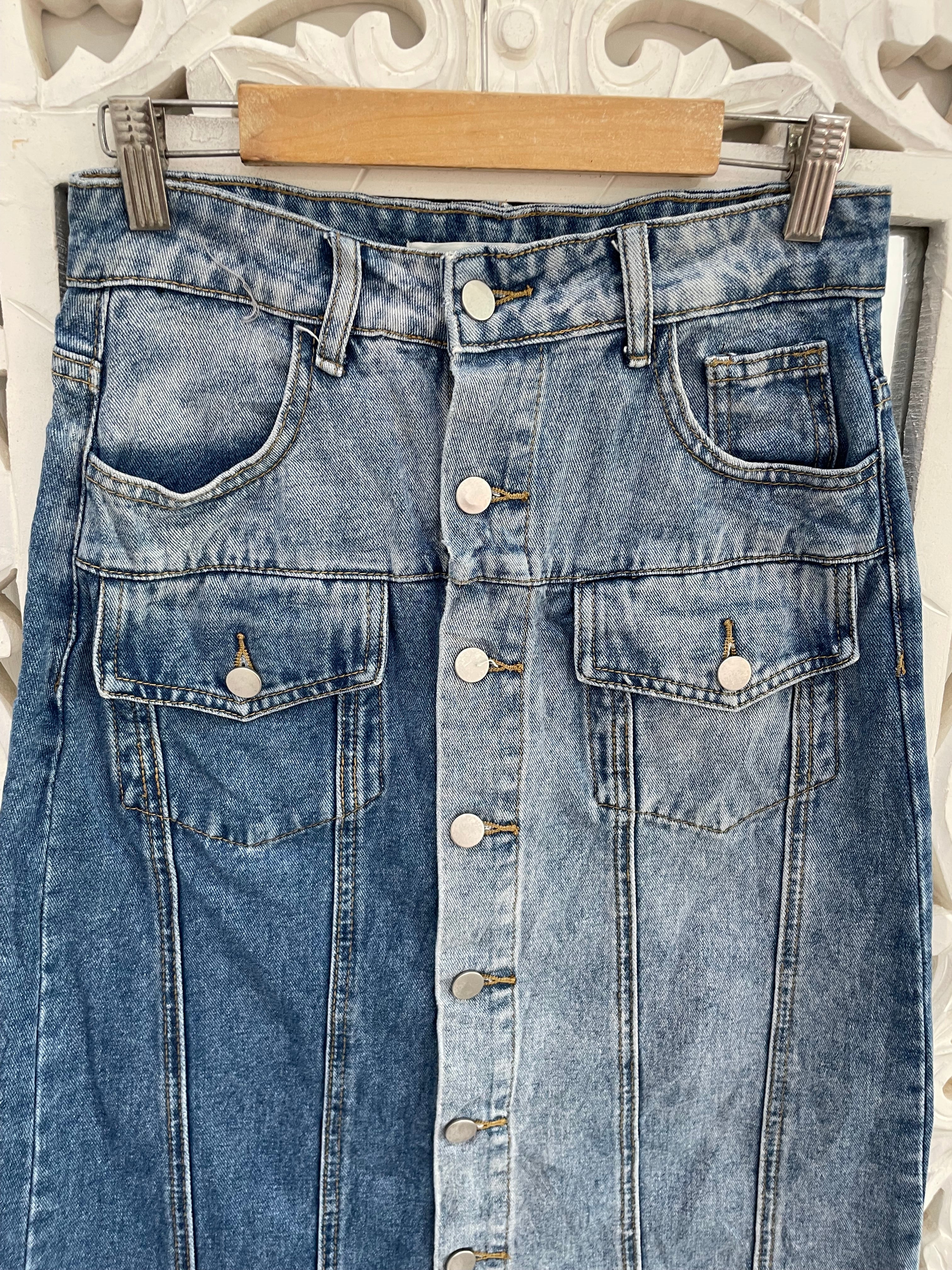 Two Tone Denim Skirt-Waist 26 - Image 2
