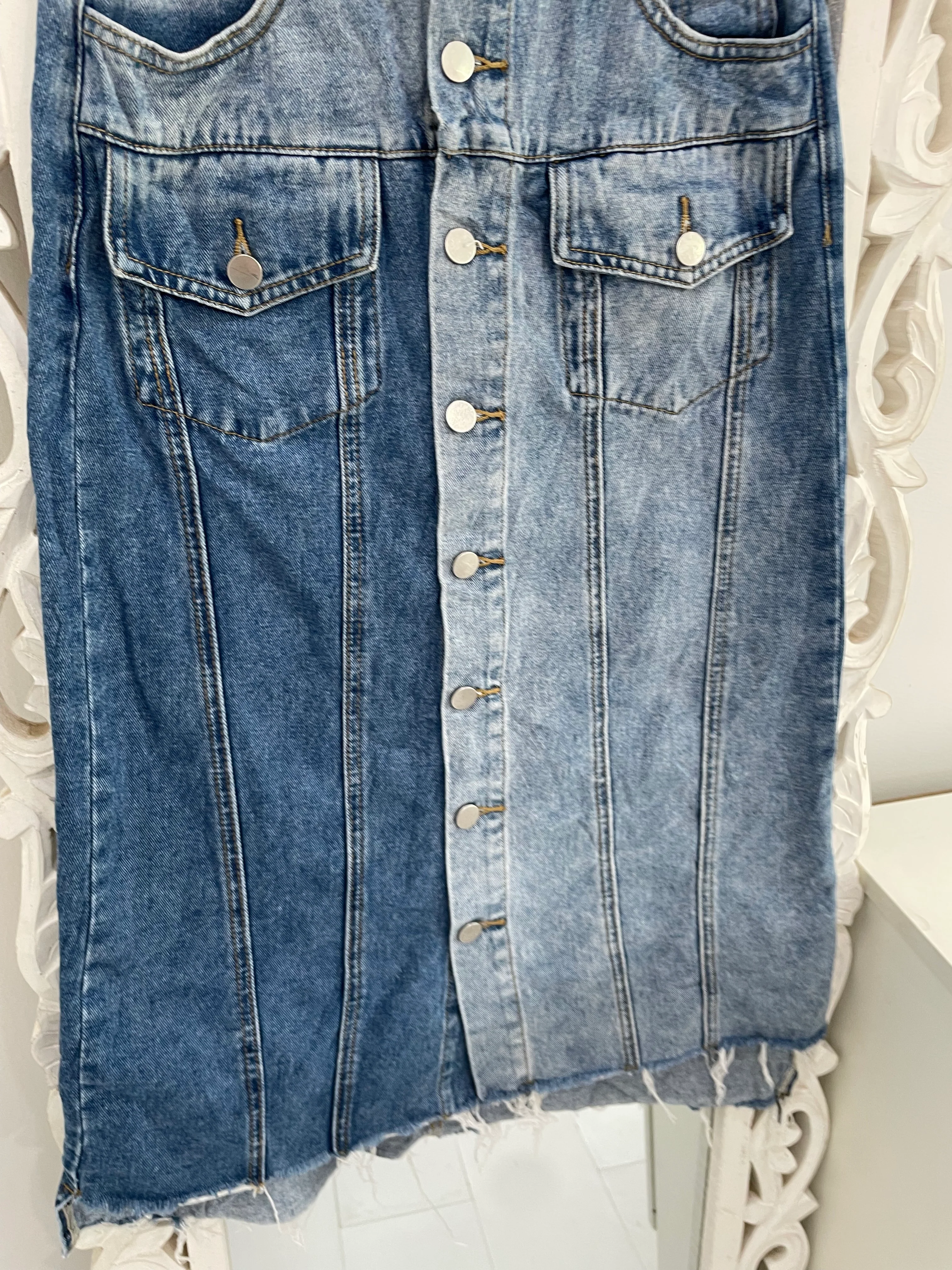 Two Tone Denim Skirt-Waist 26 - Image 3