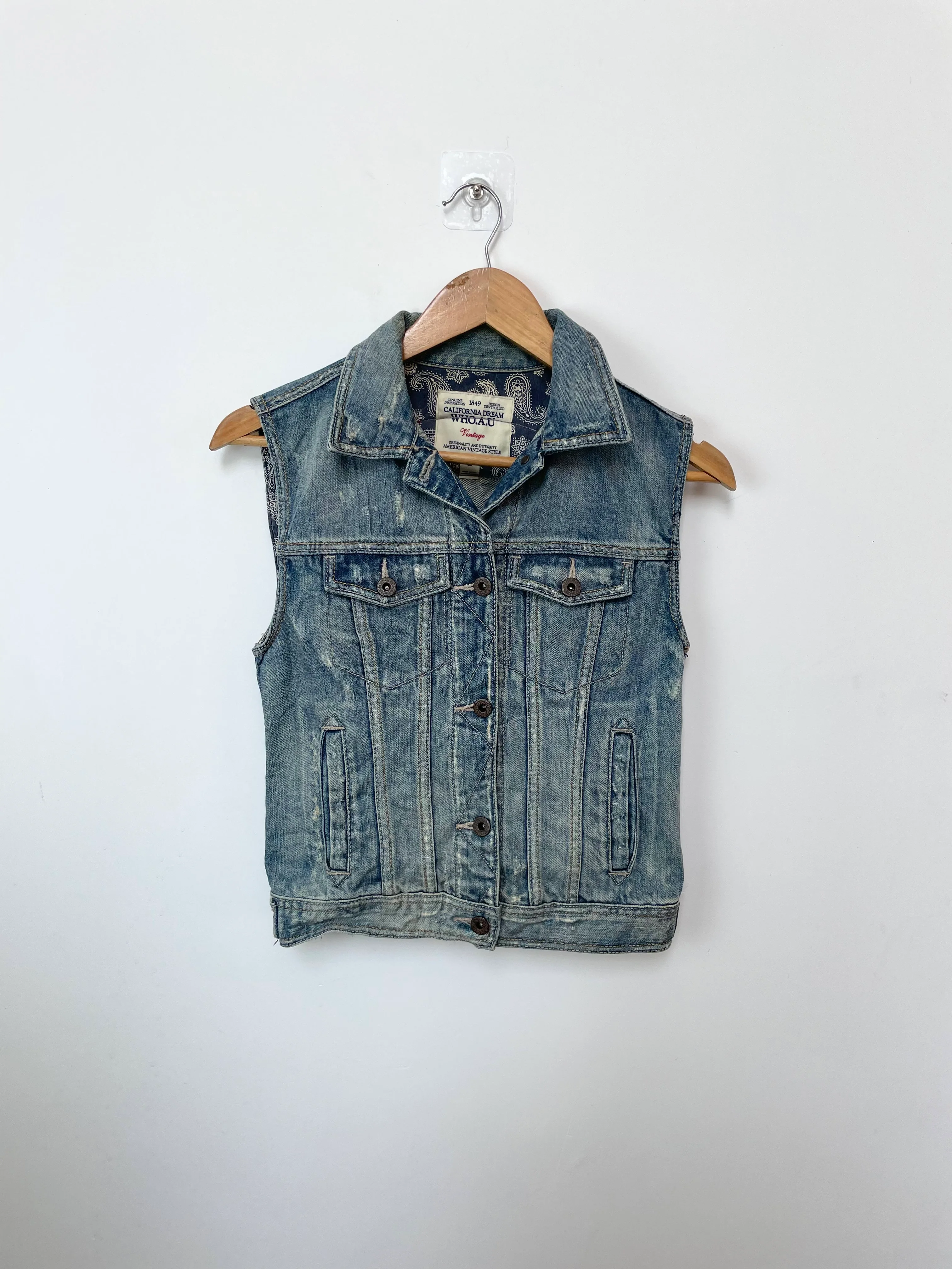 California Dream Vintage Denim Vest-Bust 32