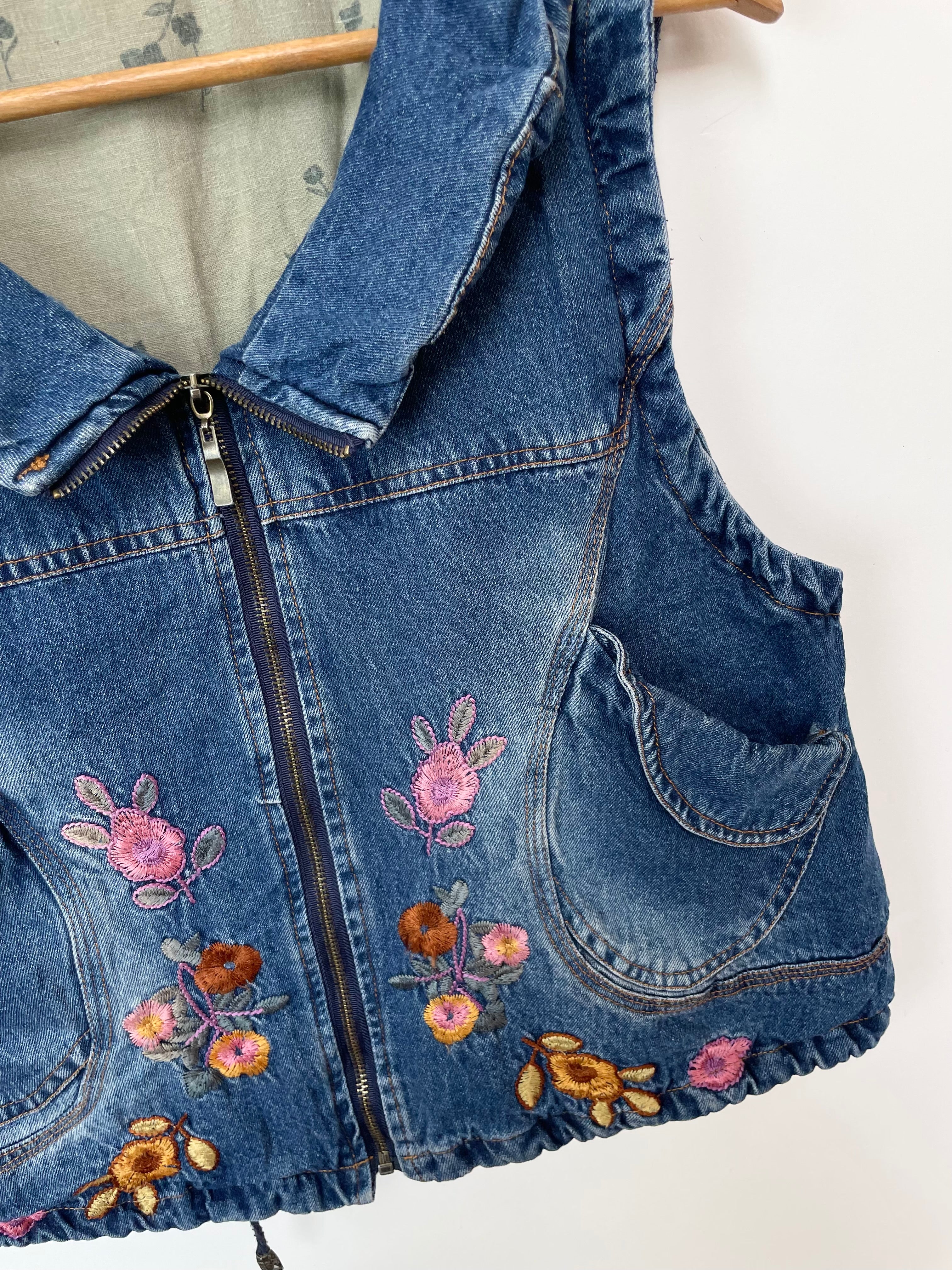 Embroidered Denim Vest-Bust 38 - Image 2