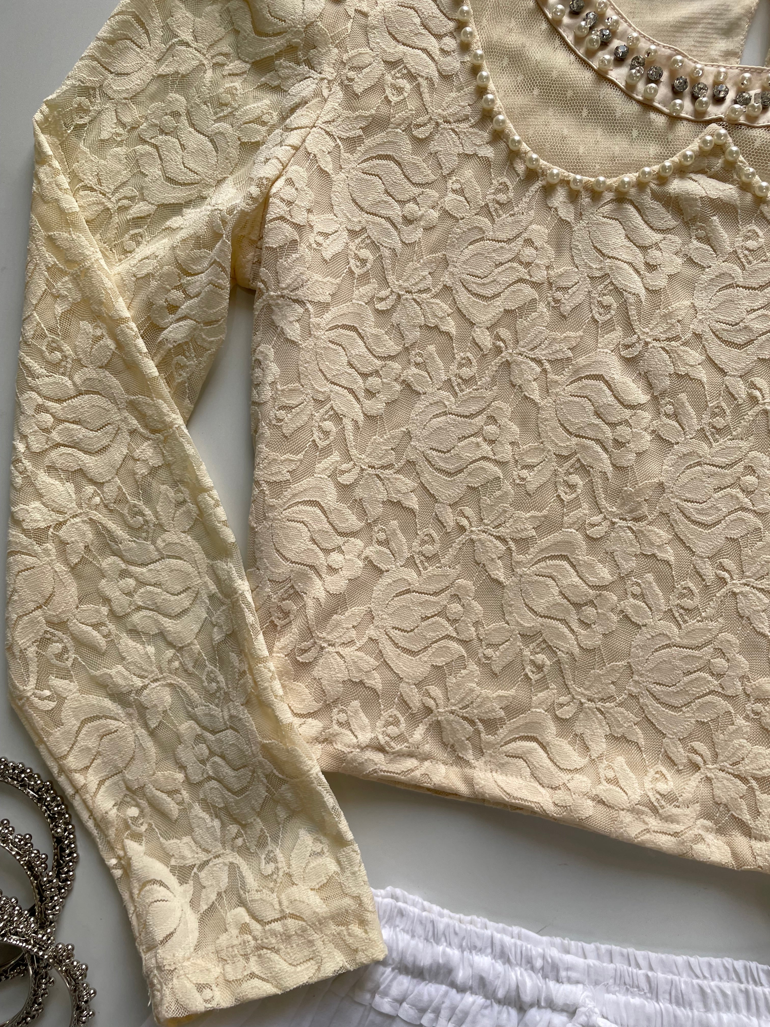 Pearl Lace Top-Bust 34 - Image 3
