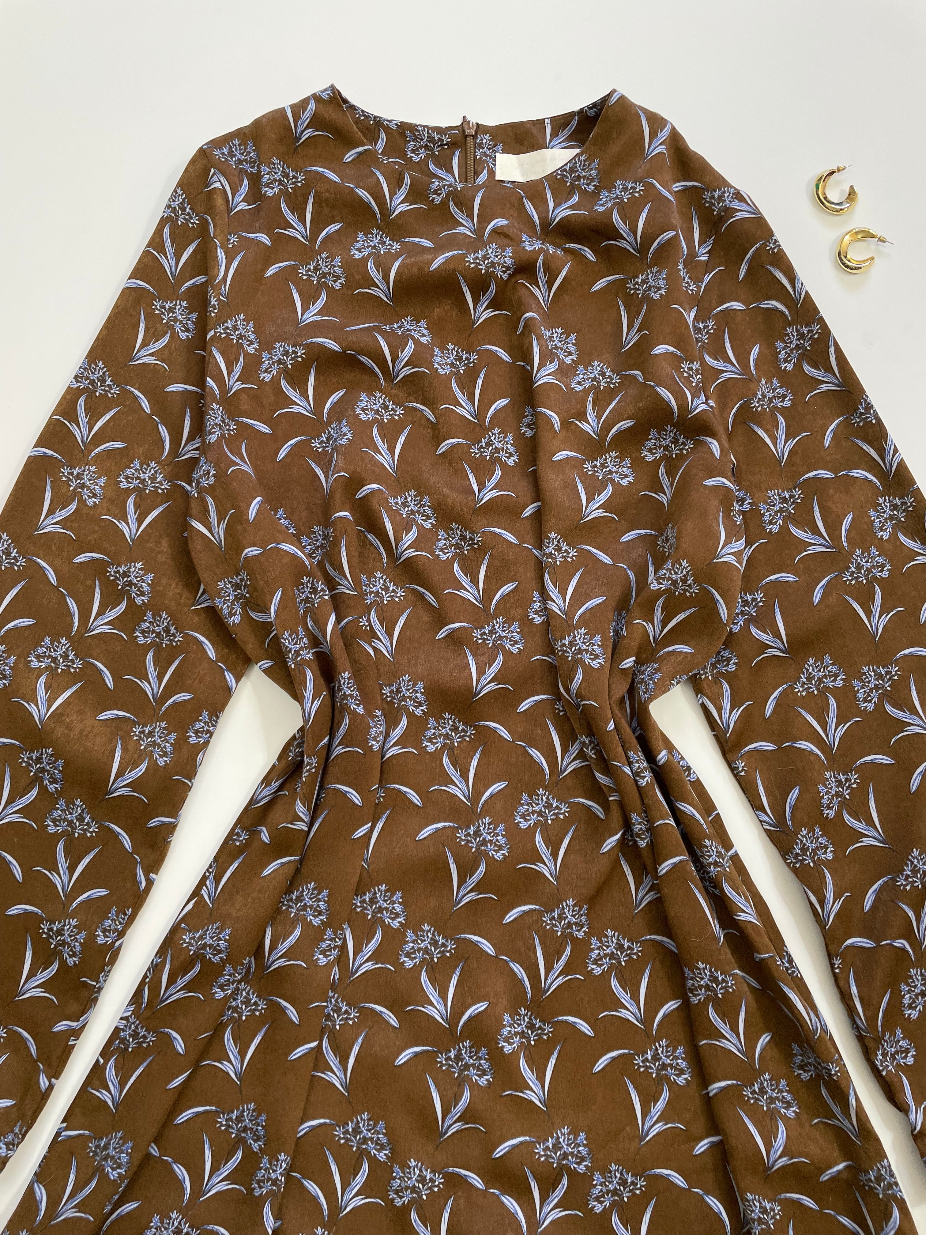 Brown Floral Dress-Bust 38 - Image 2