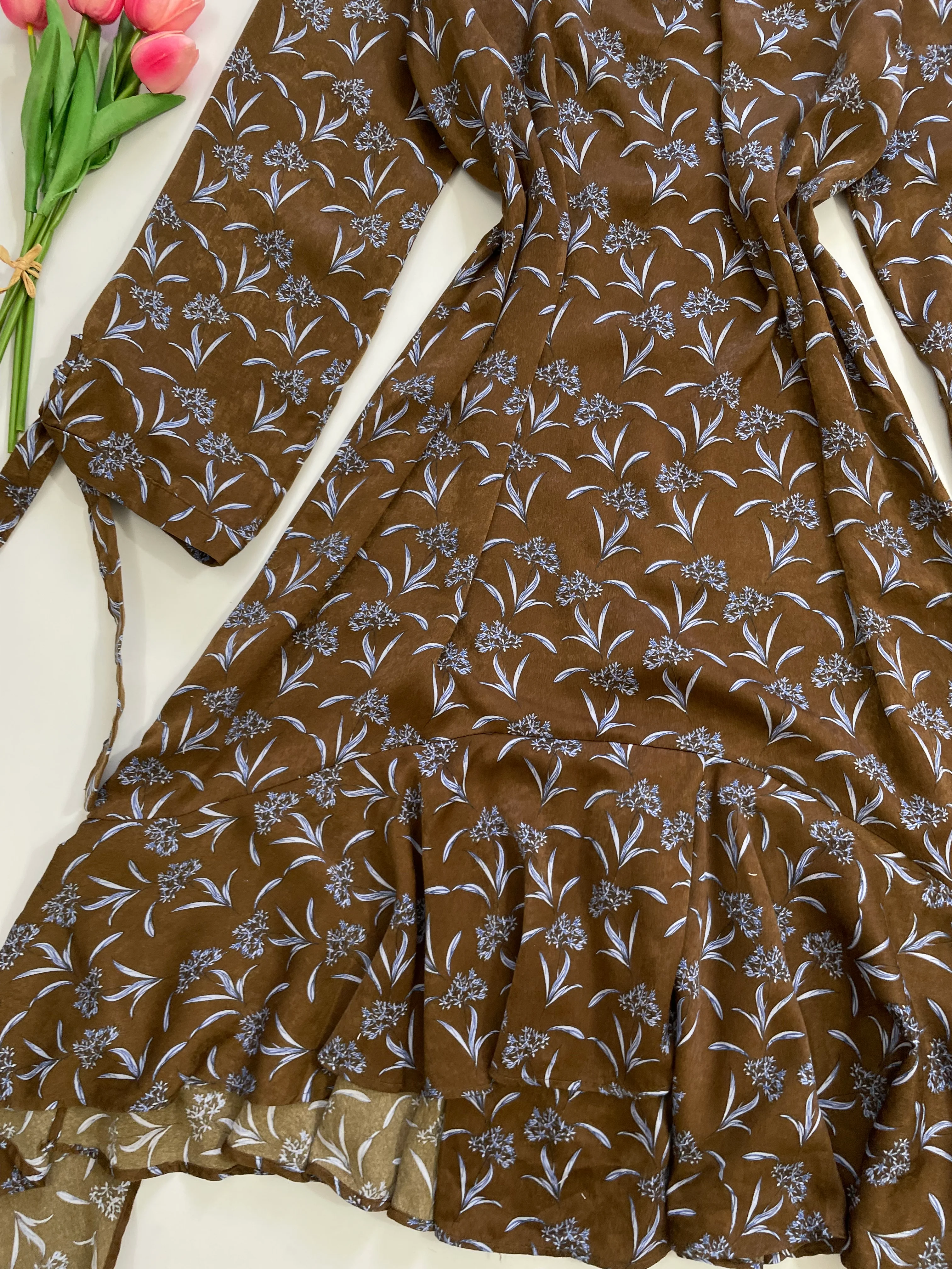 Brown Floral Dress-Bust 38 - Image 3