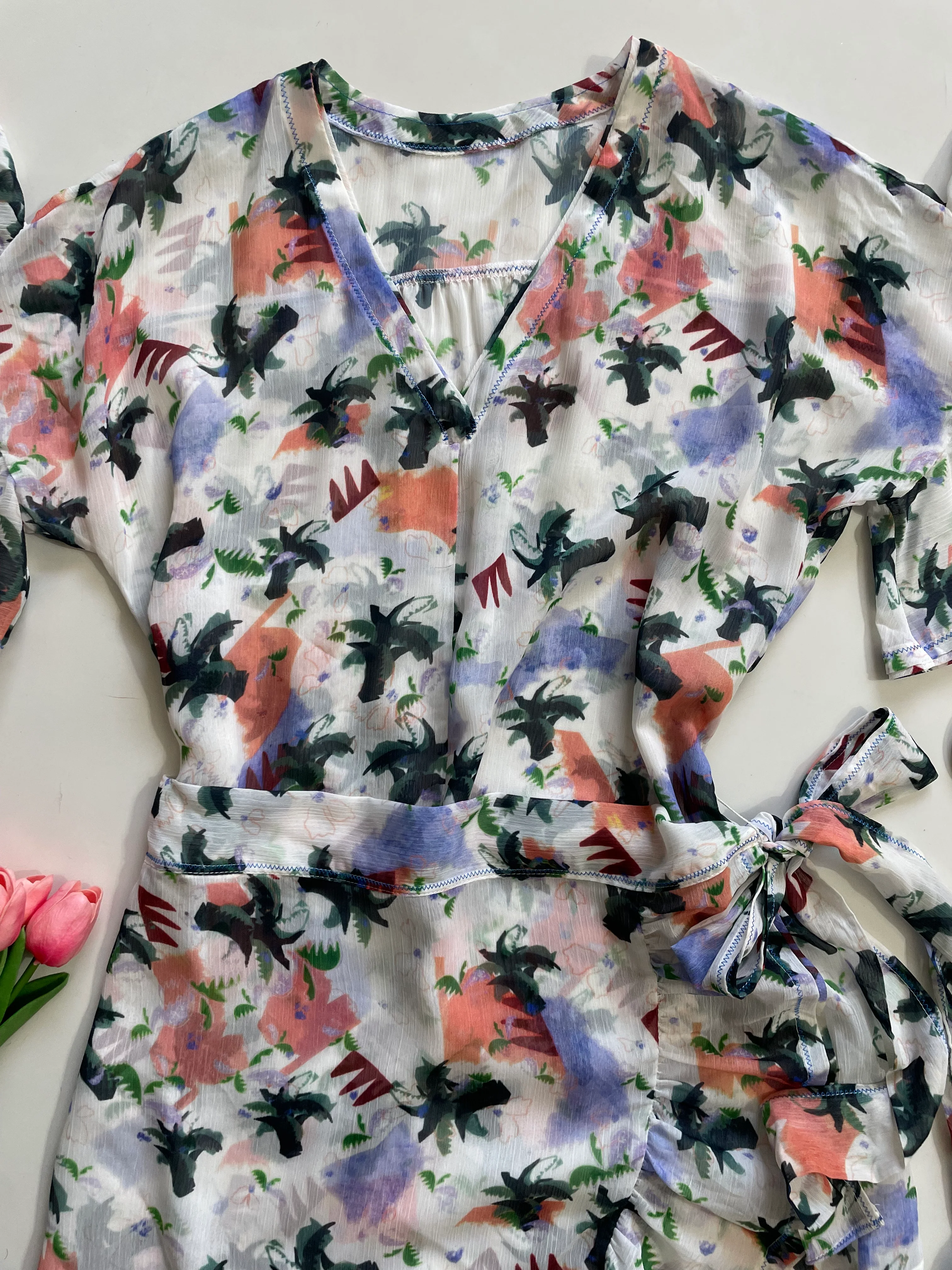 Wraparound Semi Sheer Dress-Bust 38 - Image 2