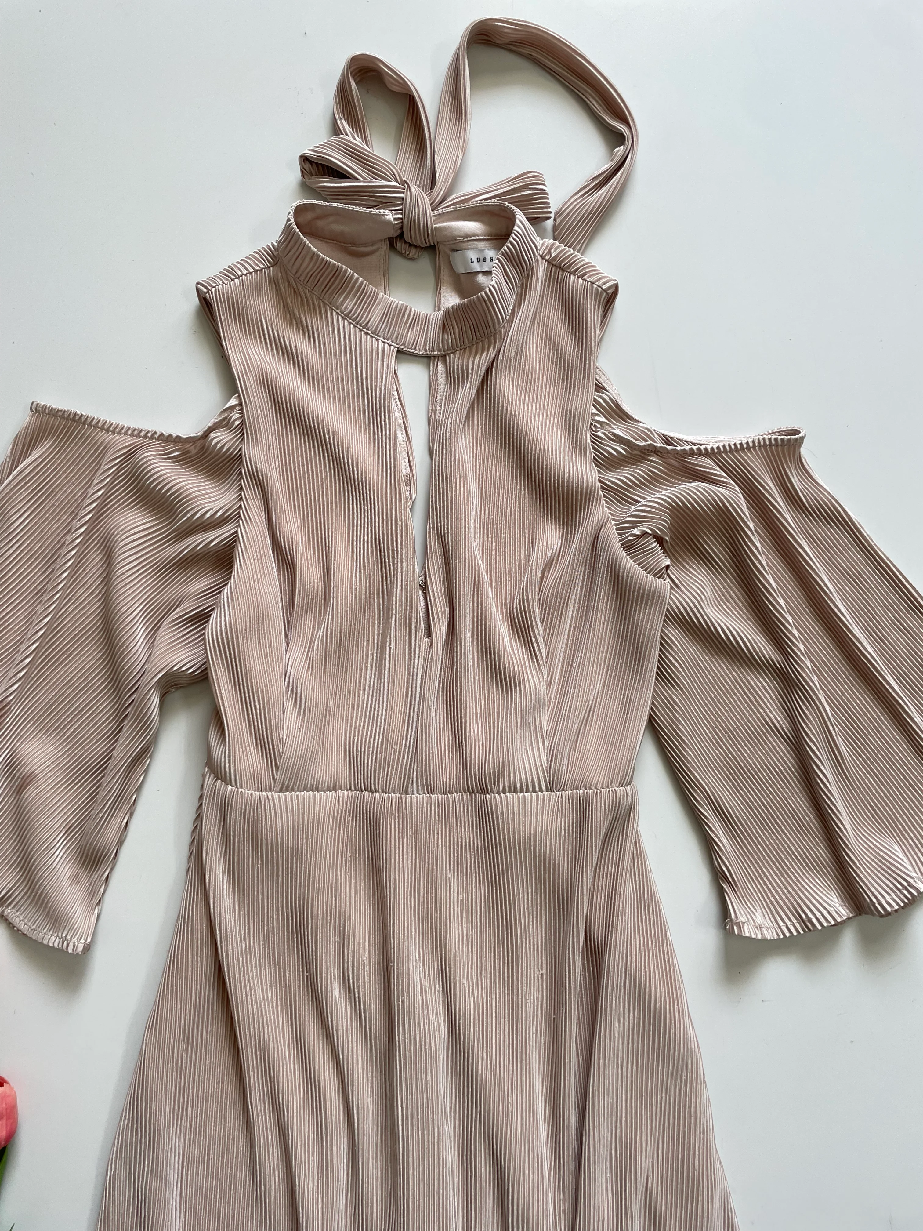 LUSH PLEATED COLD SHOULDER DRESS - BUST 32 TO 34 - Image 2