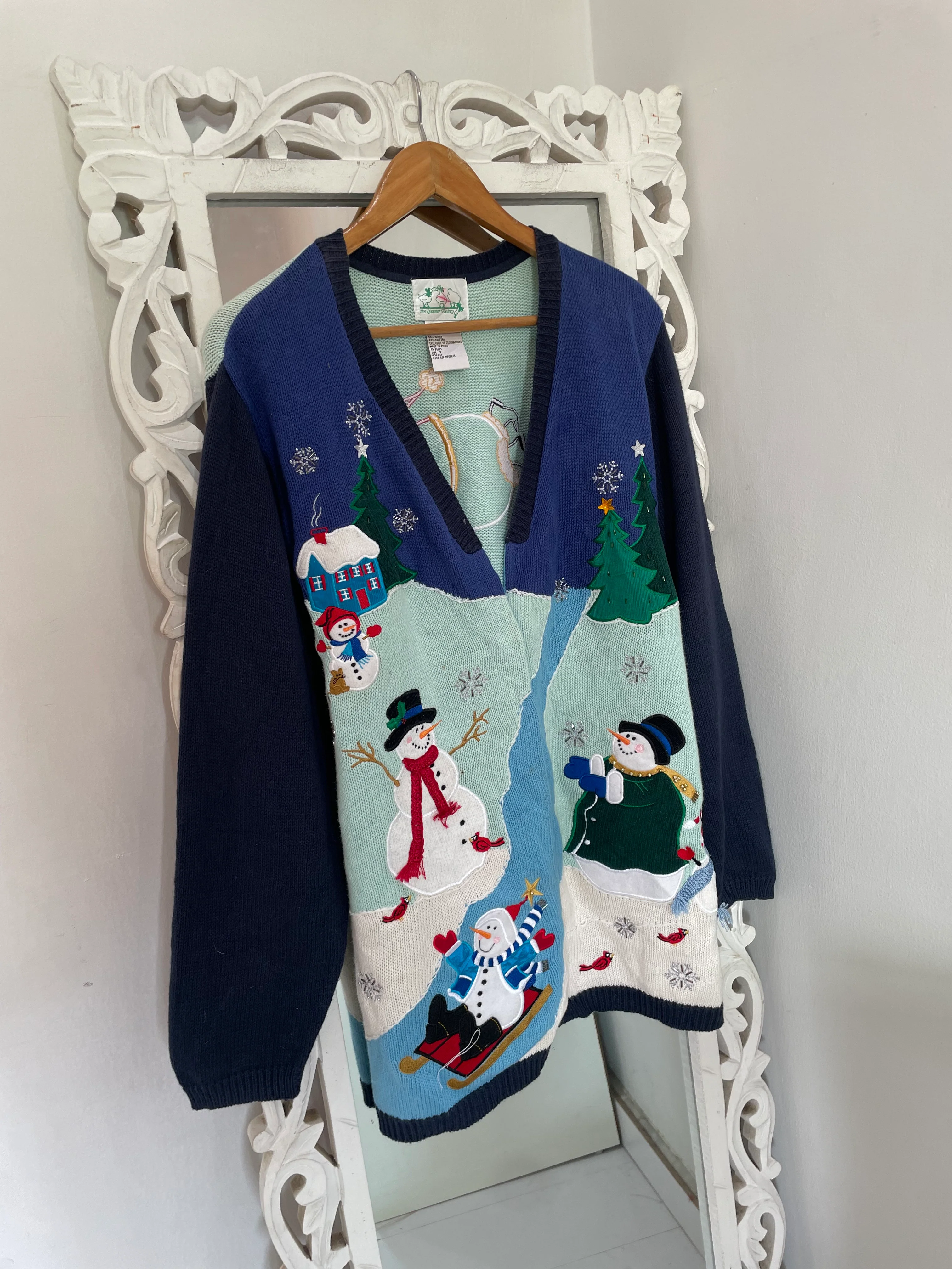 The Quacker Factory Embroidered Christmas Sweater-Bust 48