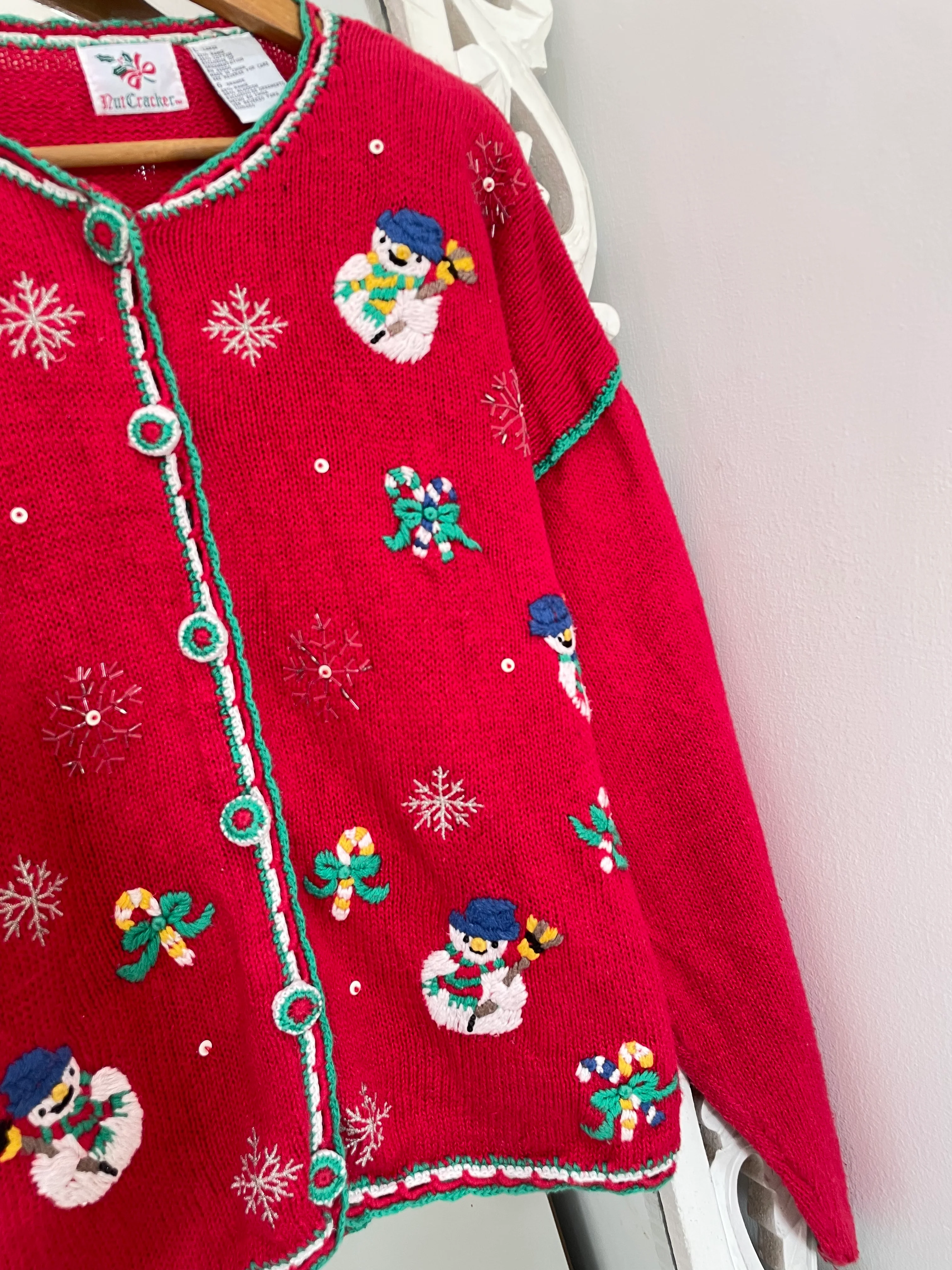 Nut Cracker Embroidered Christmas Sweater-Bust 46 - Image 3