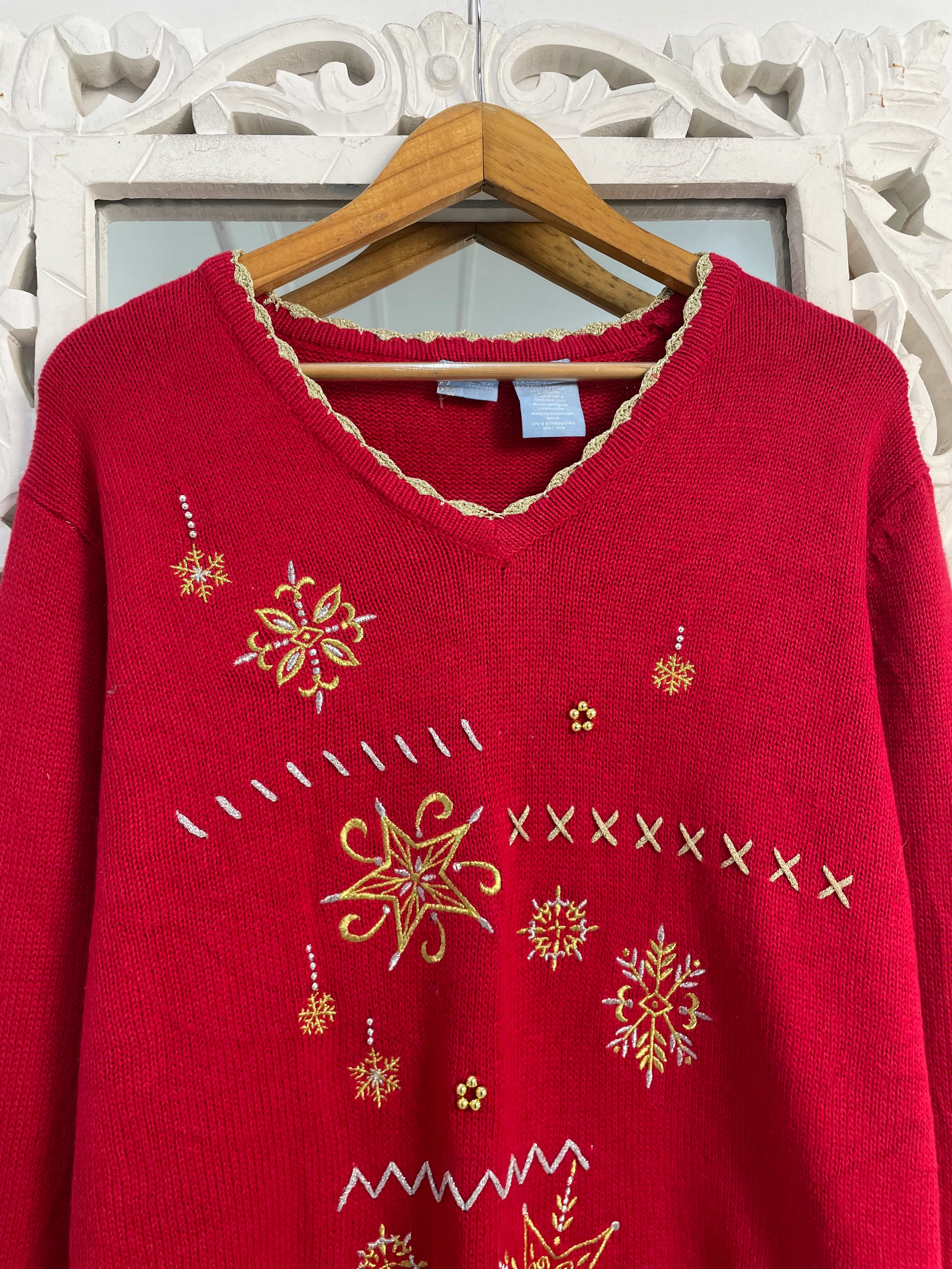 Embroidered Christmas Sweater-Bust 46 - Image 2