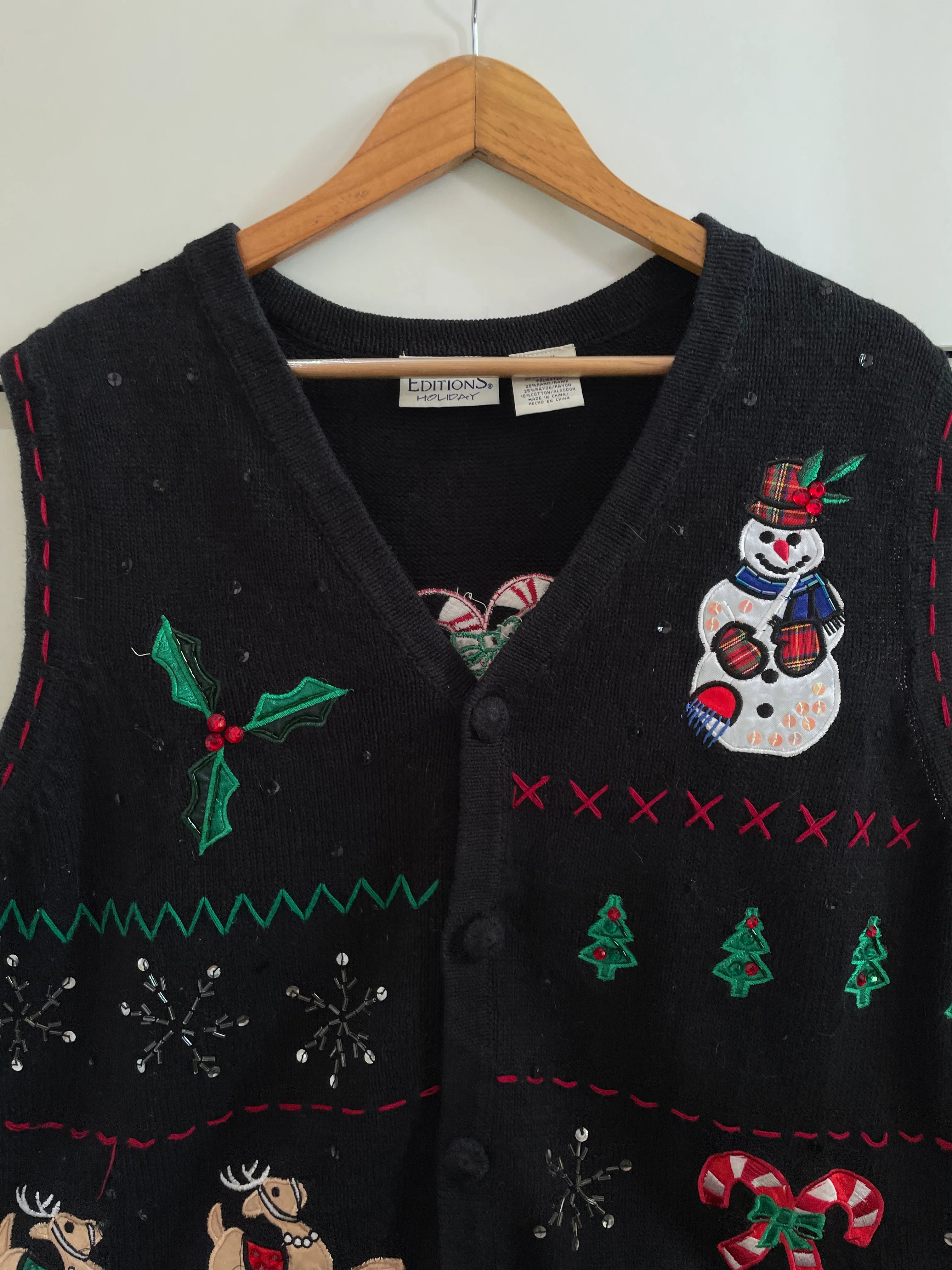 Embroidered Christmas Sweater-Bust 48 - Image 2
