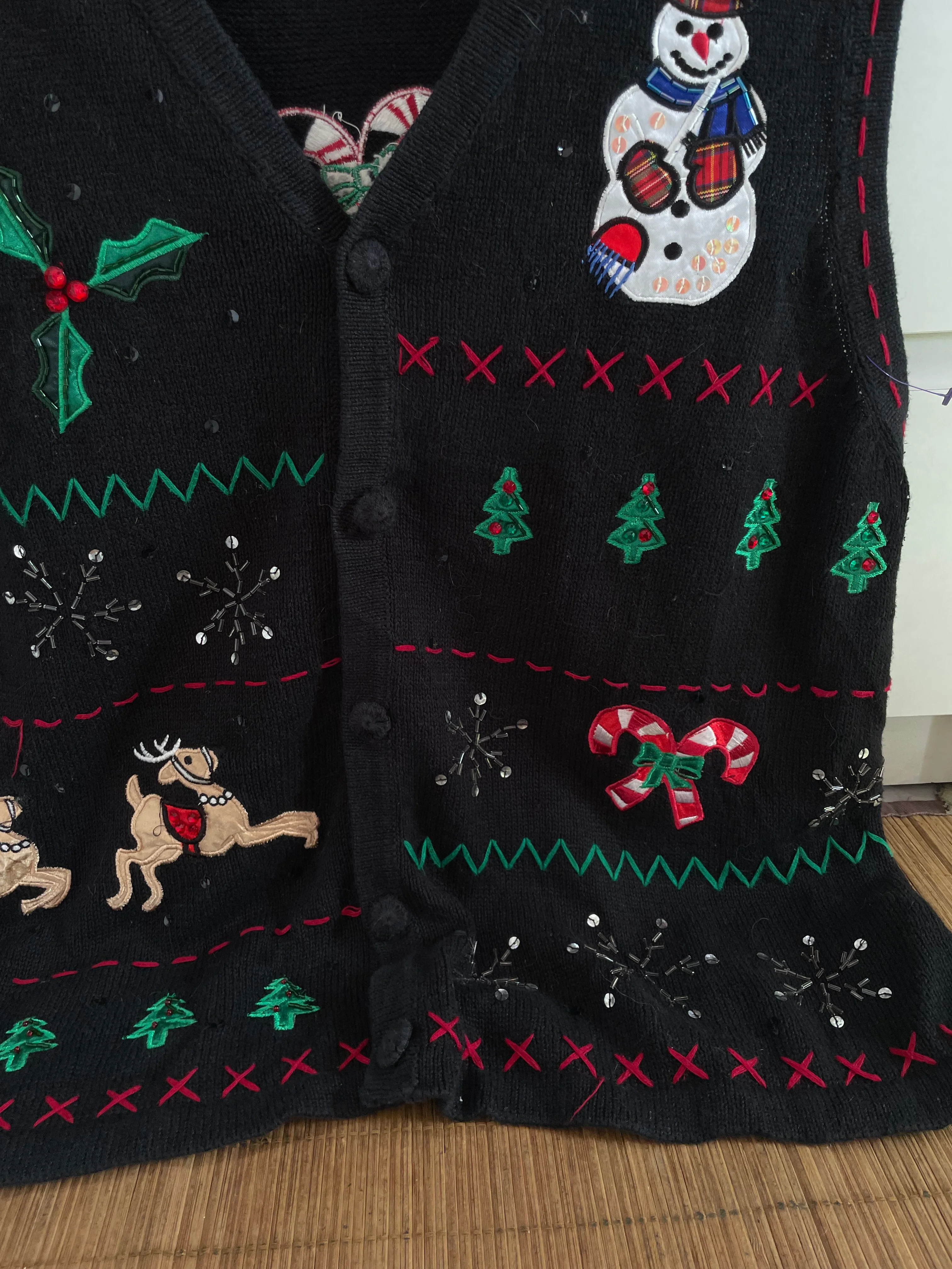 Embroidered Christmas Sweater-Bust 48 - Image 3