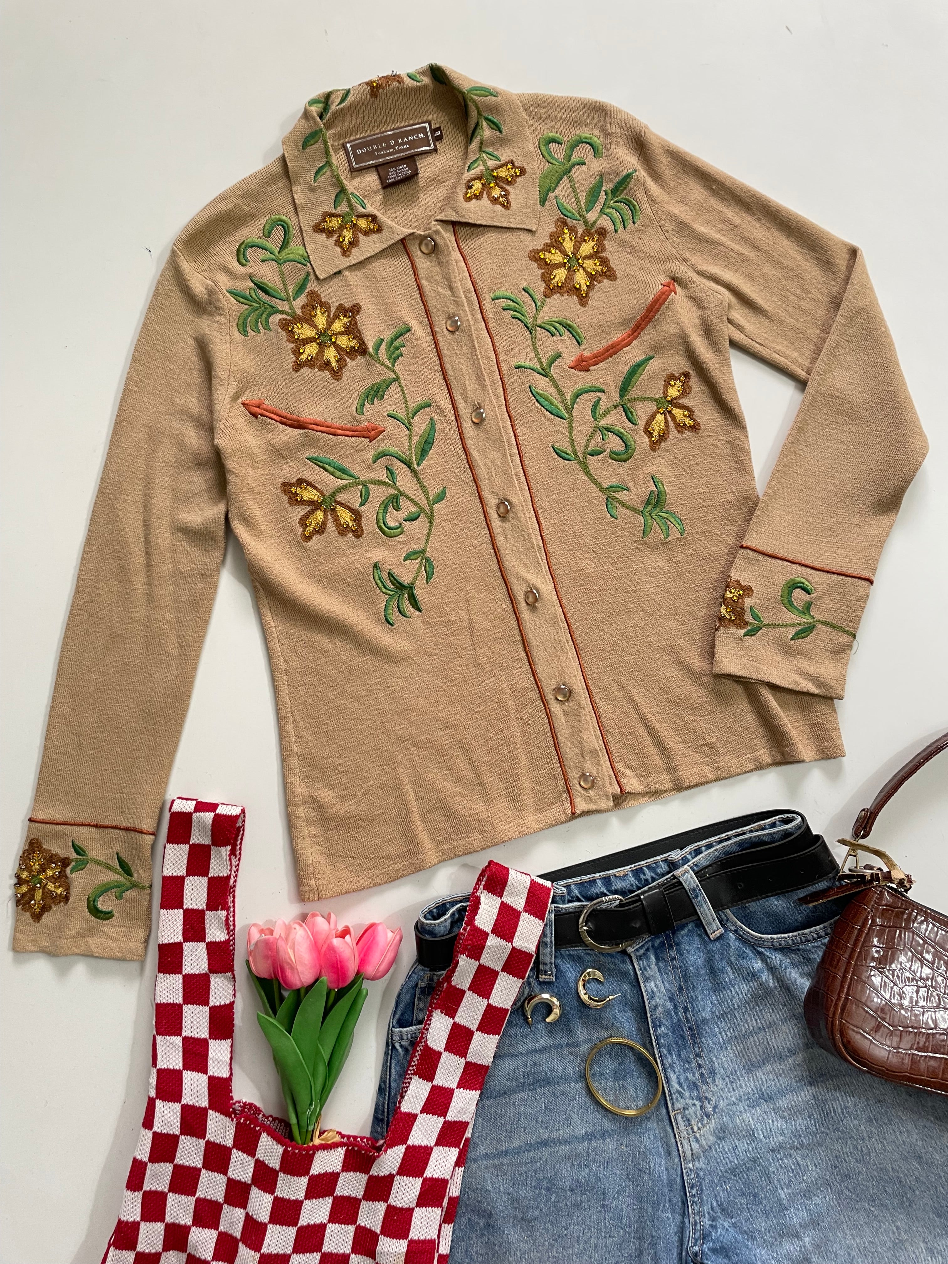 Double D Ranch Embroidered Sweater - Bust 34 to 38