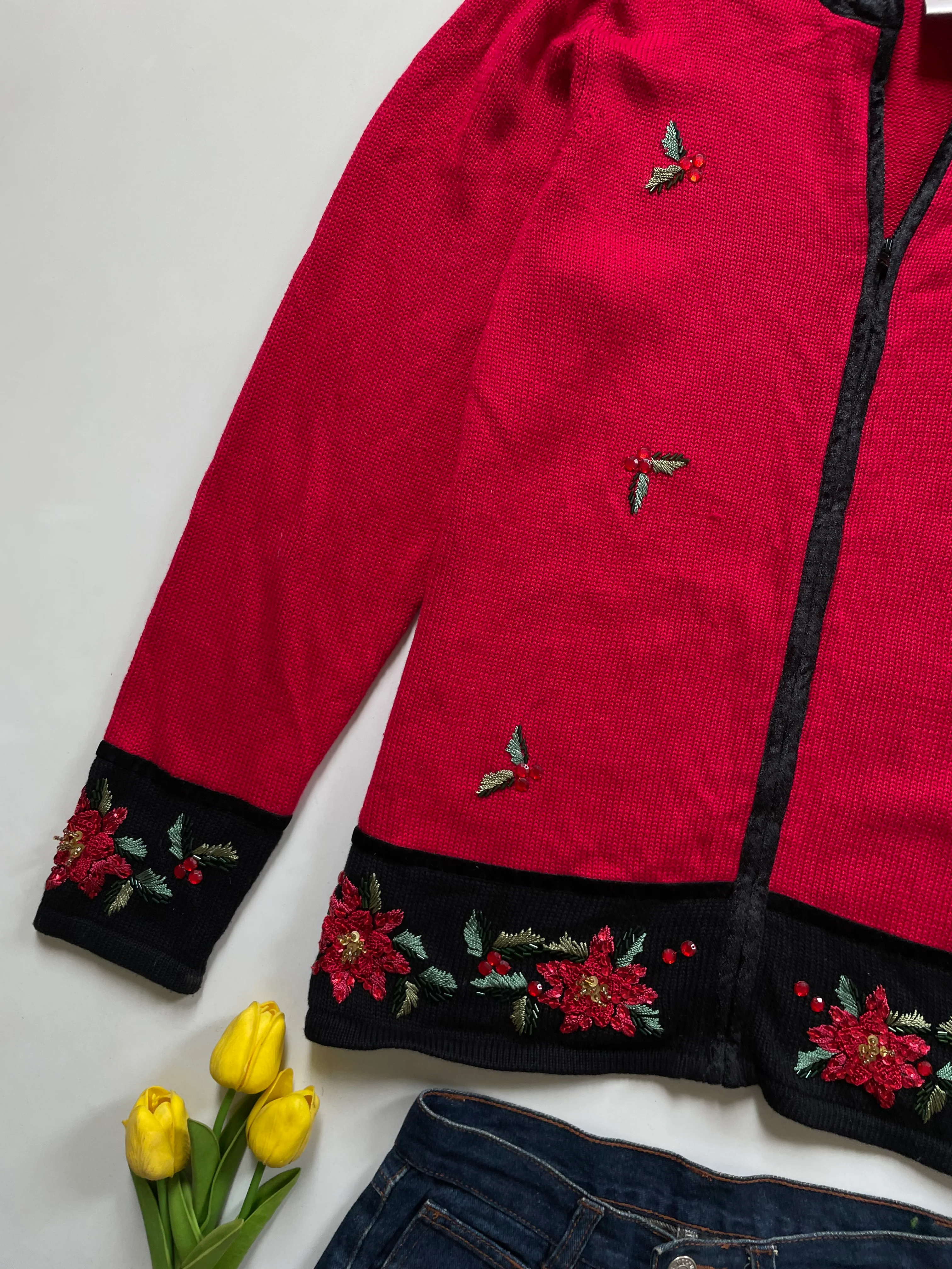 Quacker Factory Embroidered Sweater-Bust 40 - Image 3