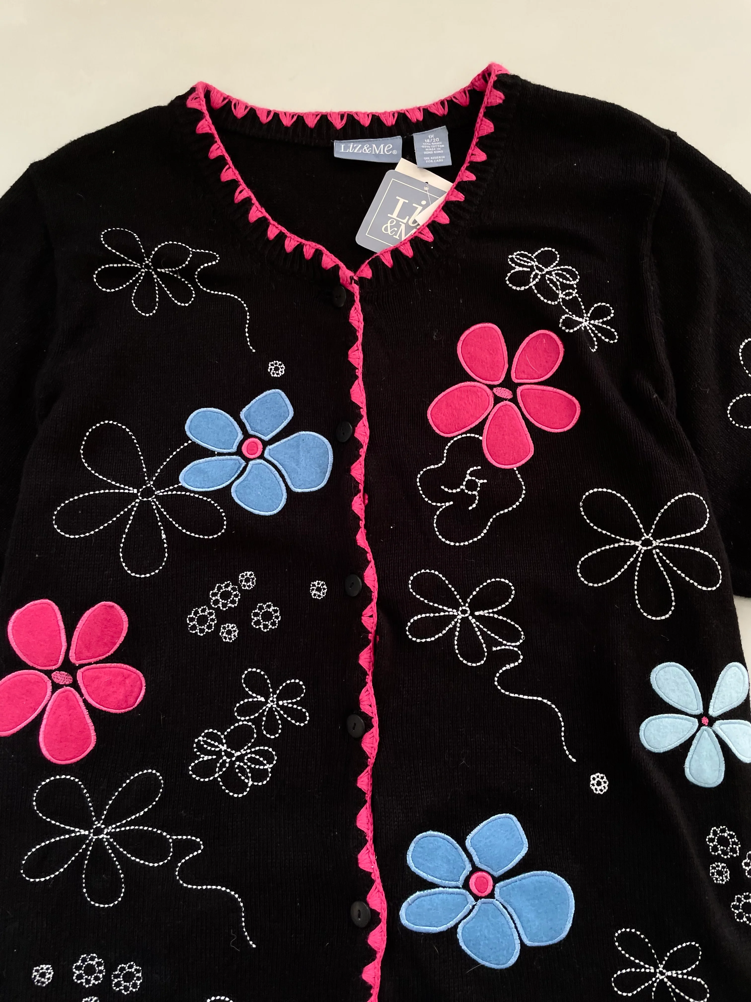 New Tagged Liz & Me Embroidered Sweater Vest-Bust 50 - Image 2