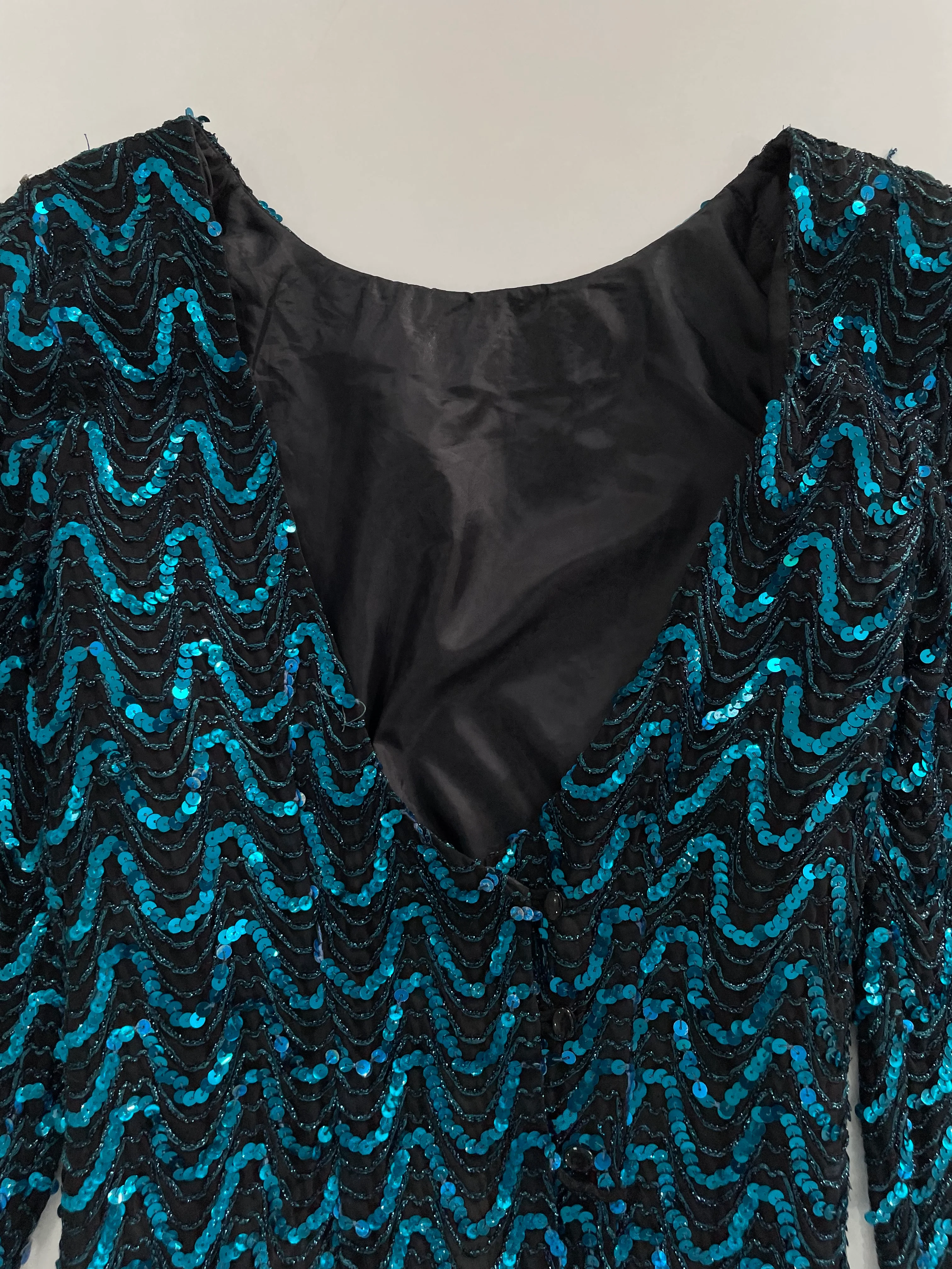 Plunge Neck Sequin Top-Bust 36 - Image 2