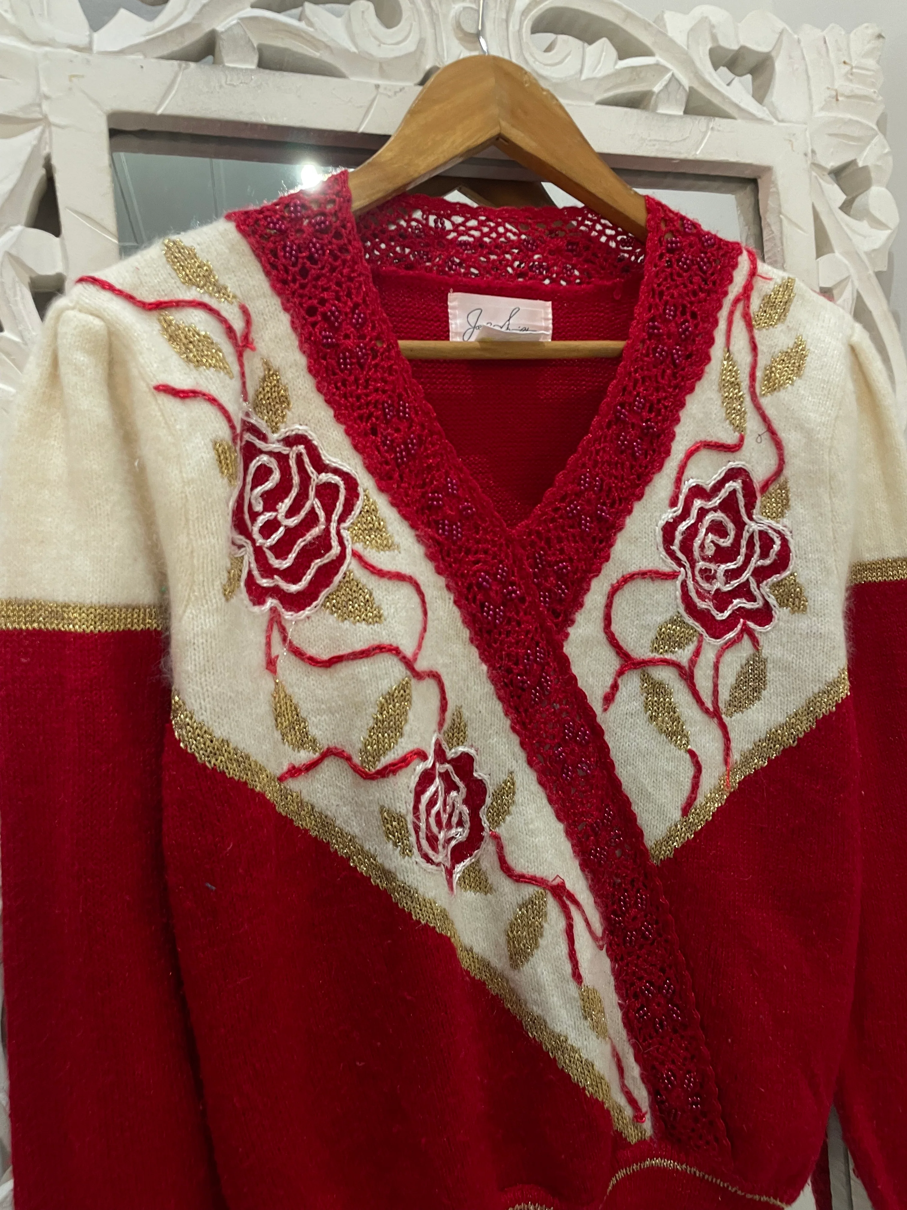 Embroidered Vintage Sweater-Bust 40 - Image 2