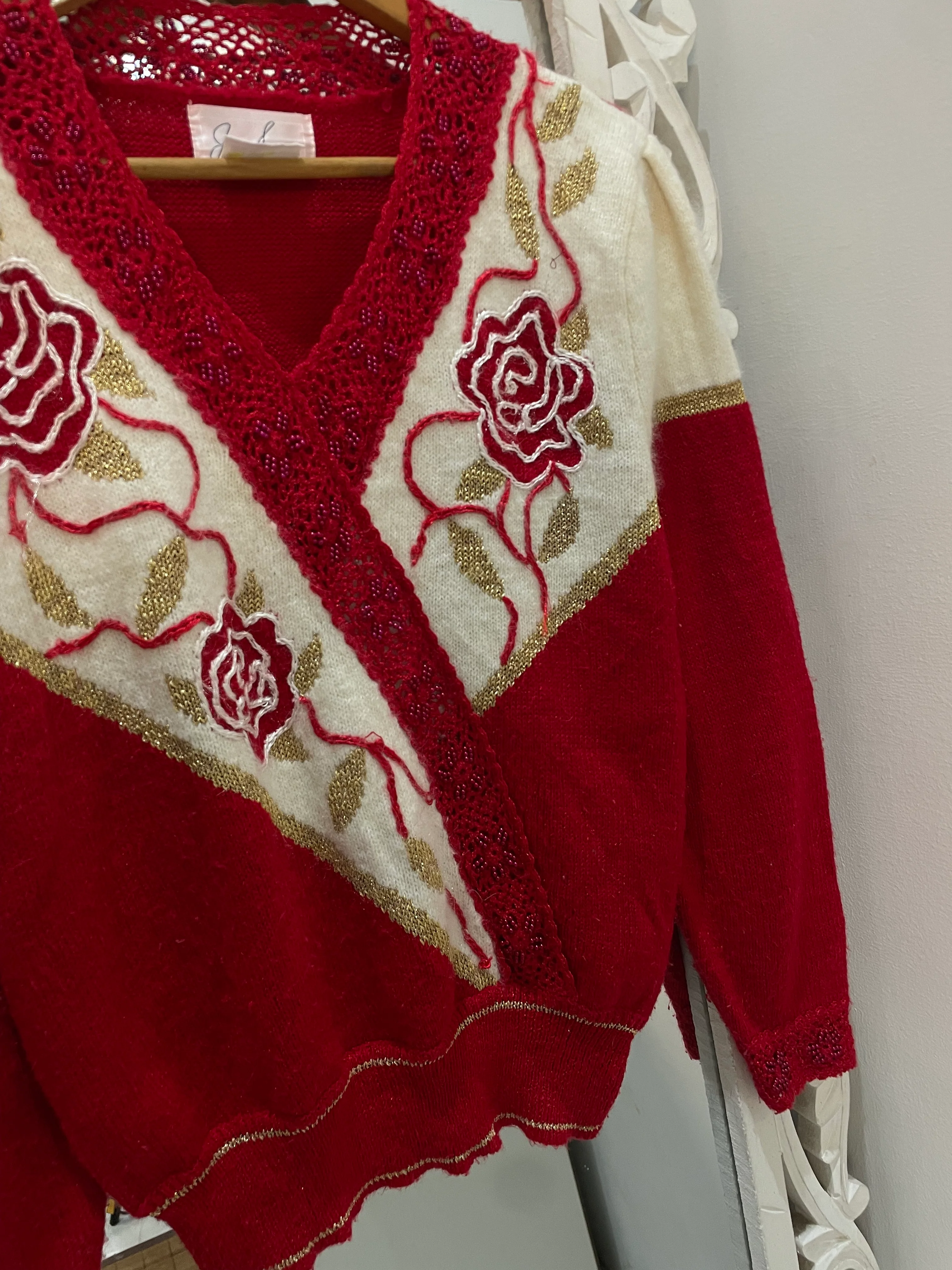 Embroidered Vintage Sweater-Bust 40 - Image 3