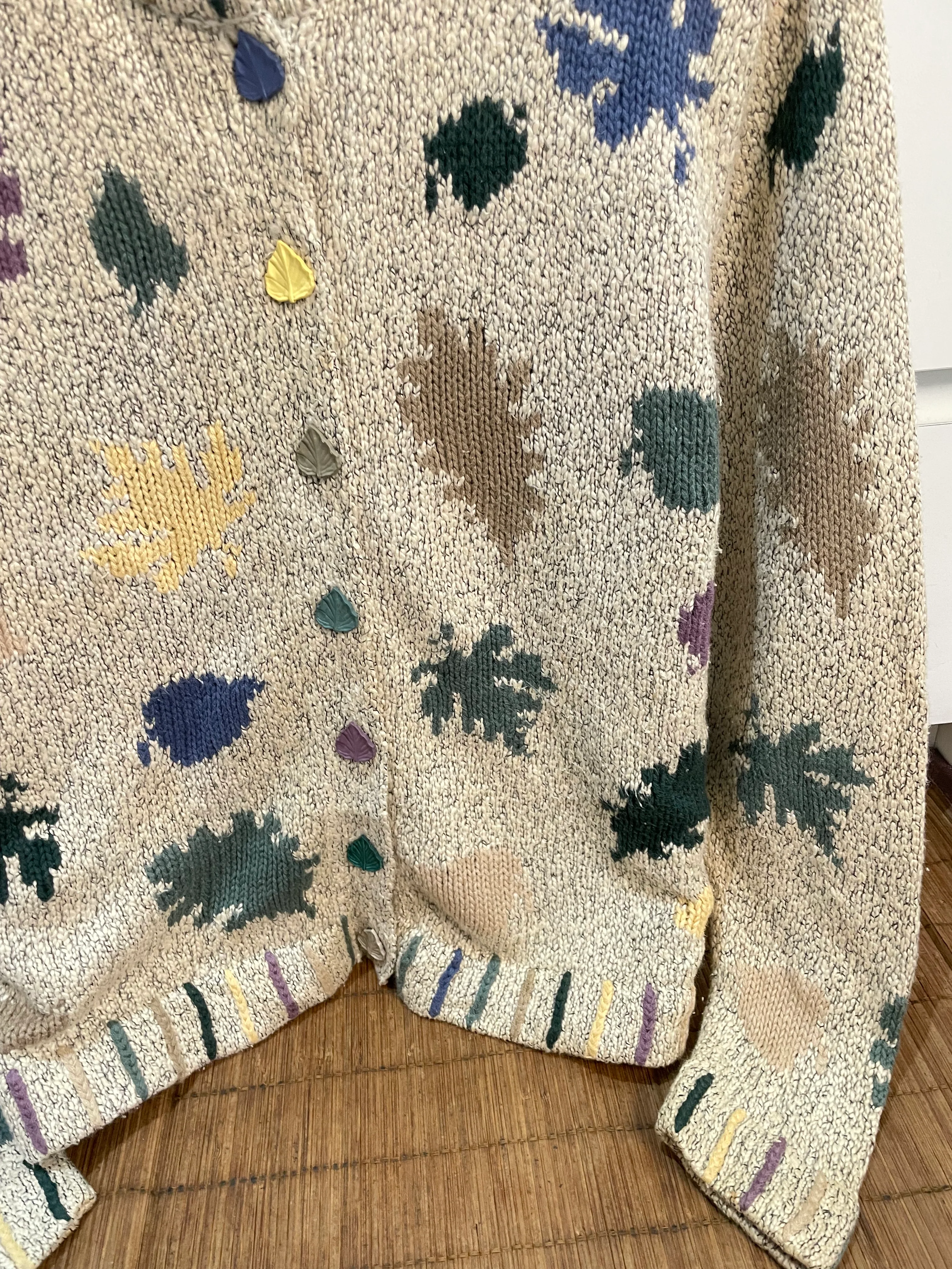 Christopher & Banks Embroidered Vintage Leaf Button Sweater-Bust 42 - Image 3