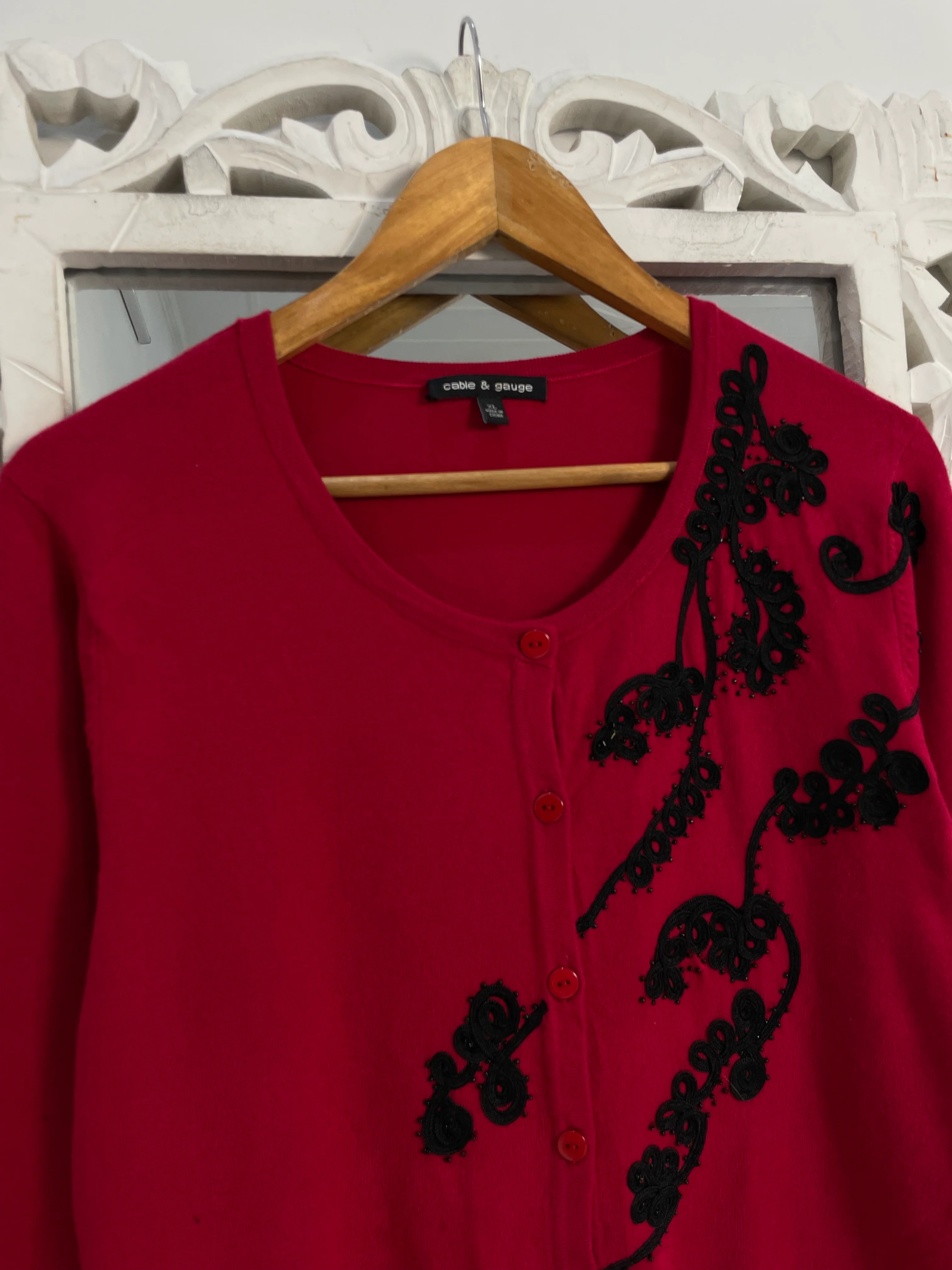 Cable & Gauge Embroidered Vintage Sweater-Bust 40 - Image 2