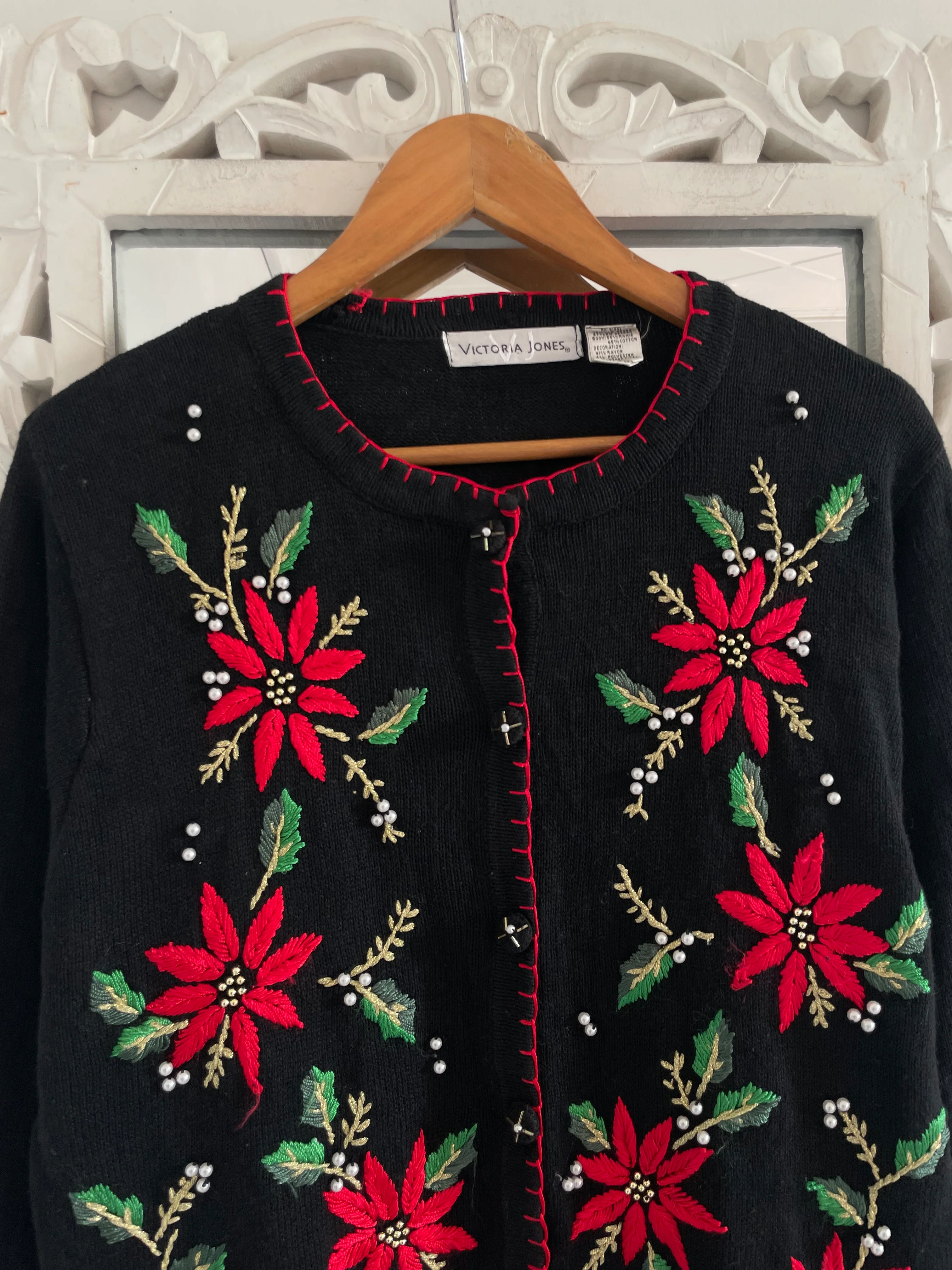 Victoria Jones Embroidered Vintage Sweater-Bust 44 - Image 2