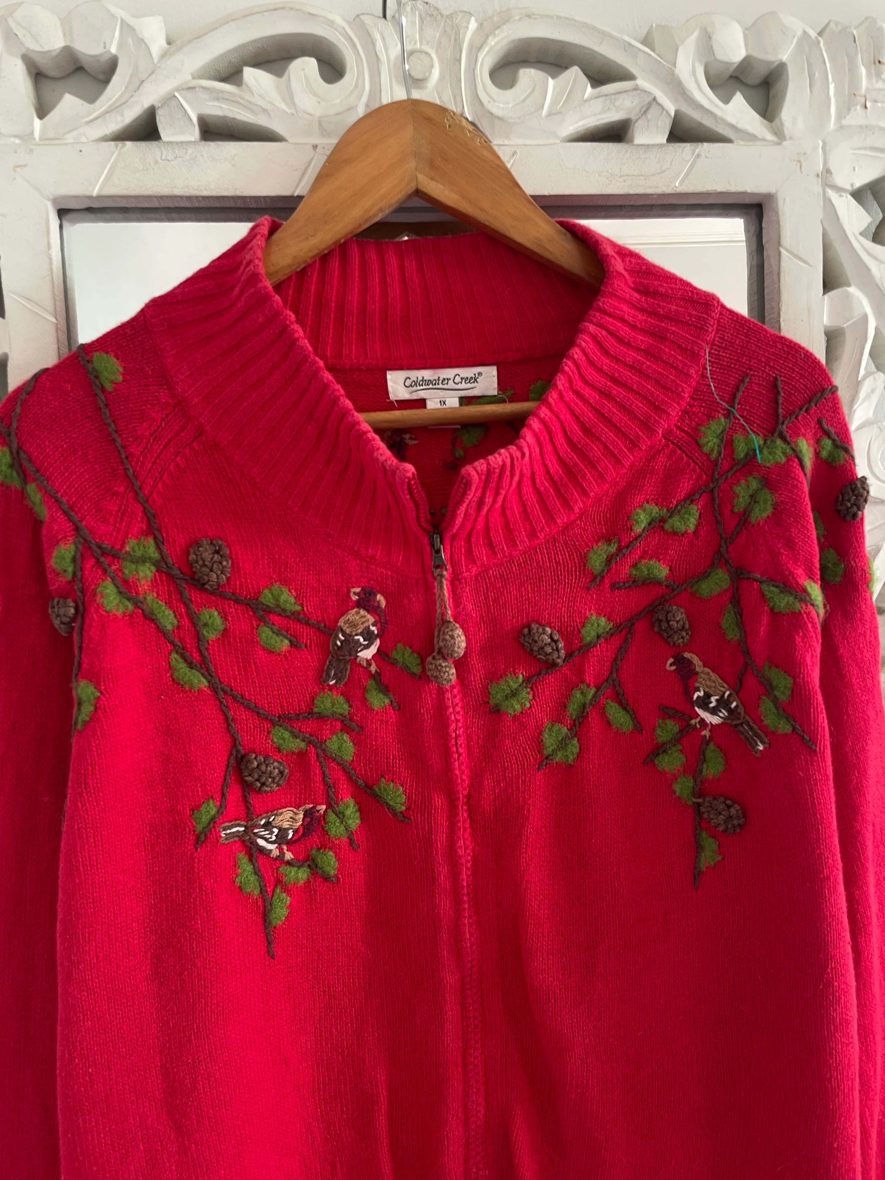 Coldwater Creek Embroidered Vintage Sweater-Bust 48 - Image 2