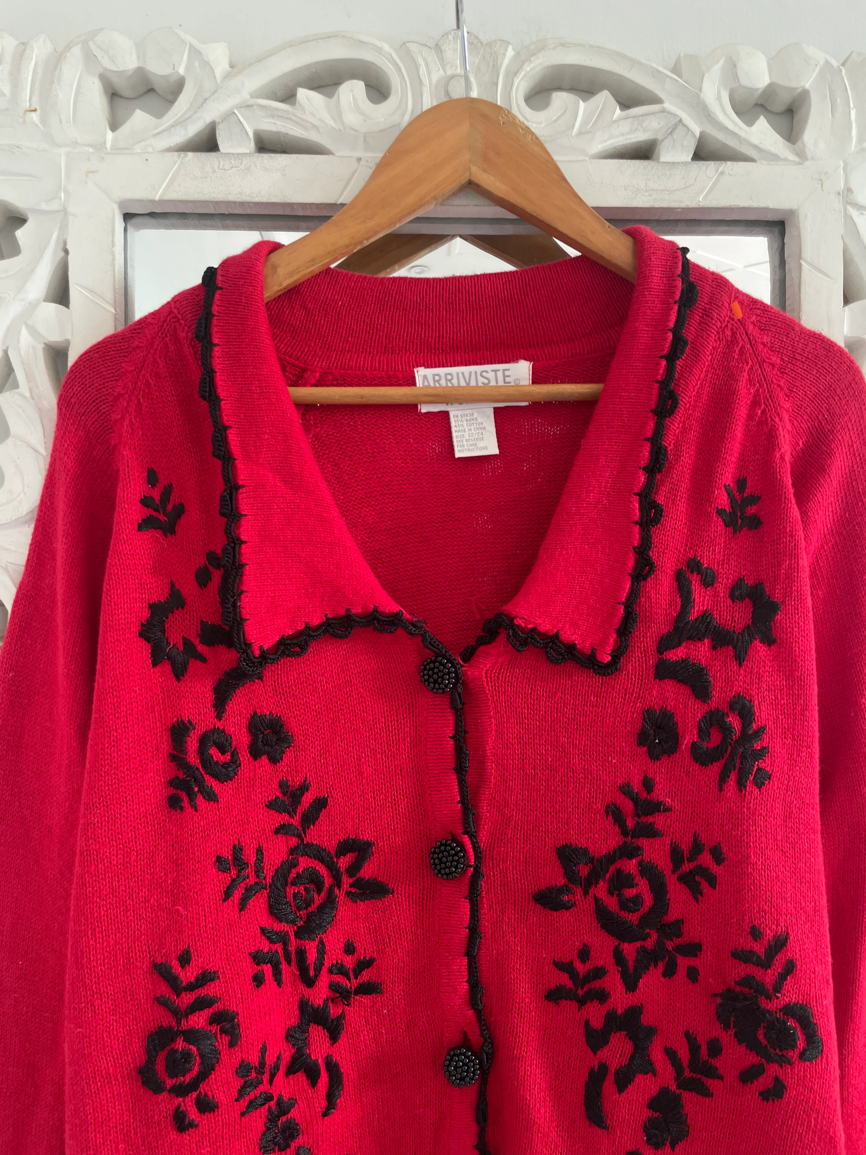 Embroidered Vintage Sweater-Bust 52 - Image 2