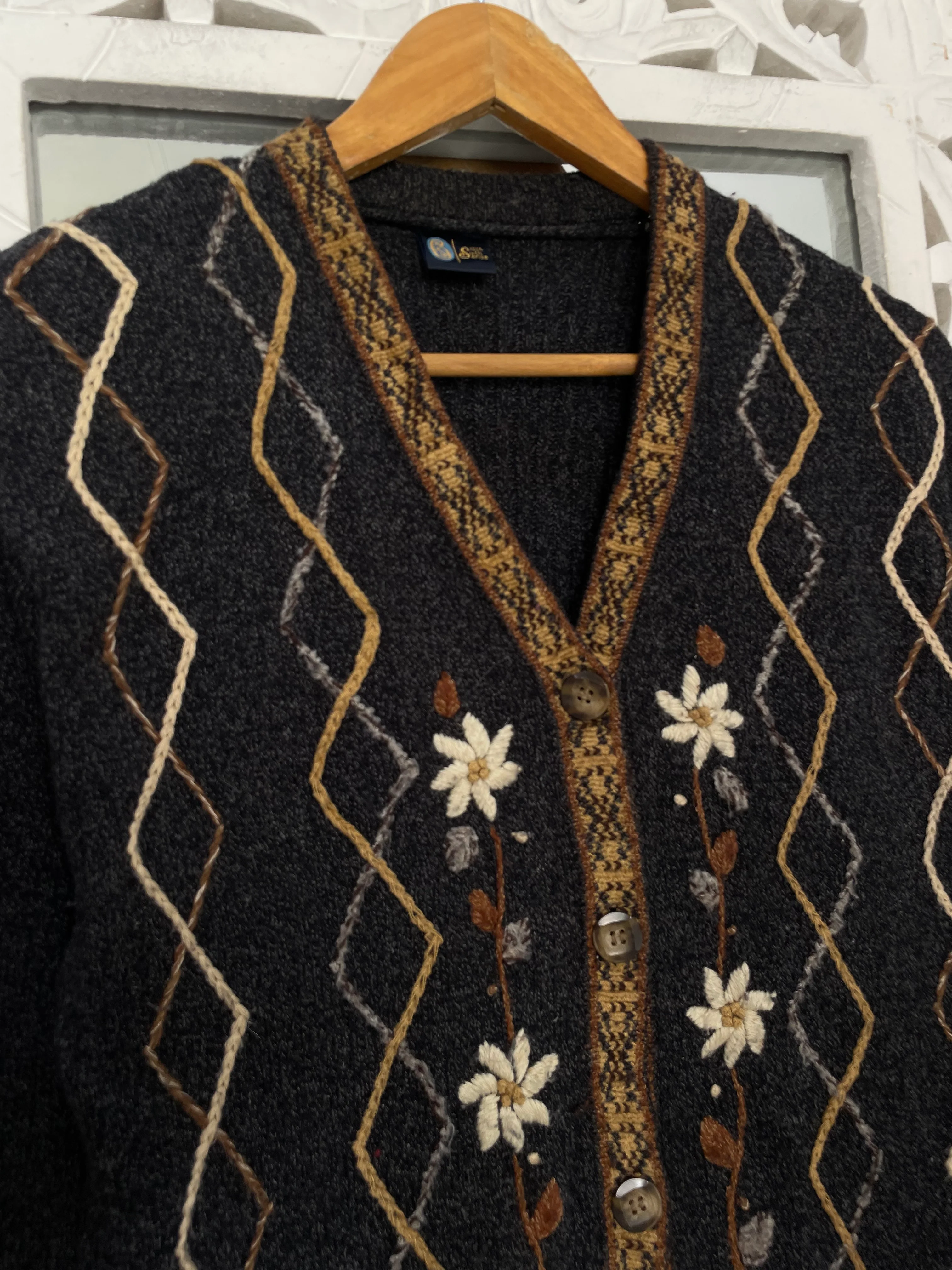 Sixth Sense Embroidered Vintage Sweater-Bust 40 - Image 2