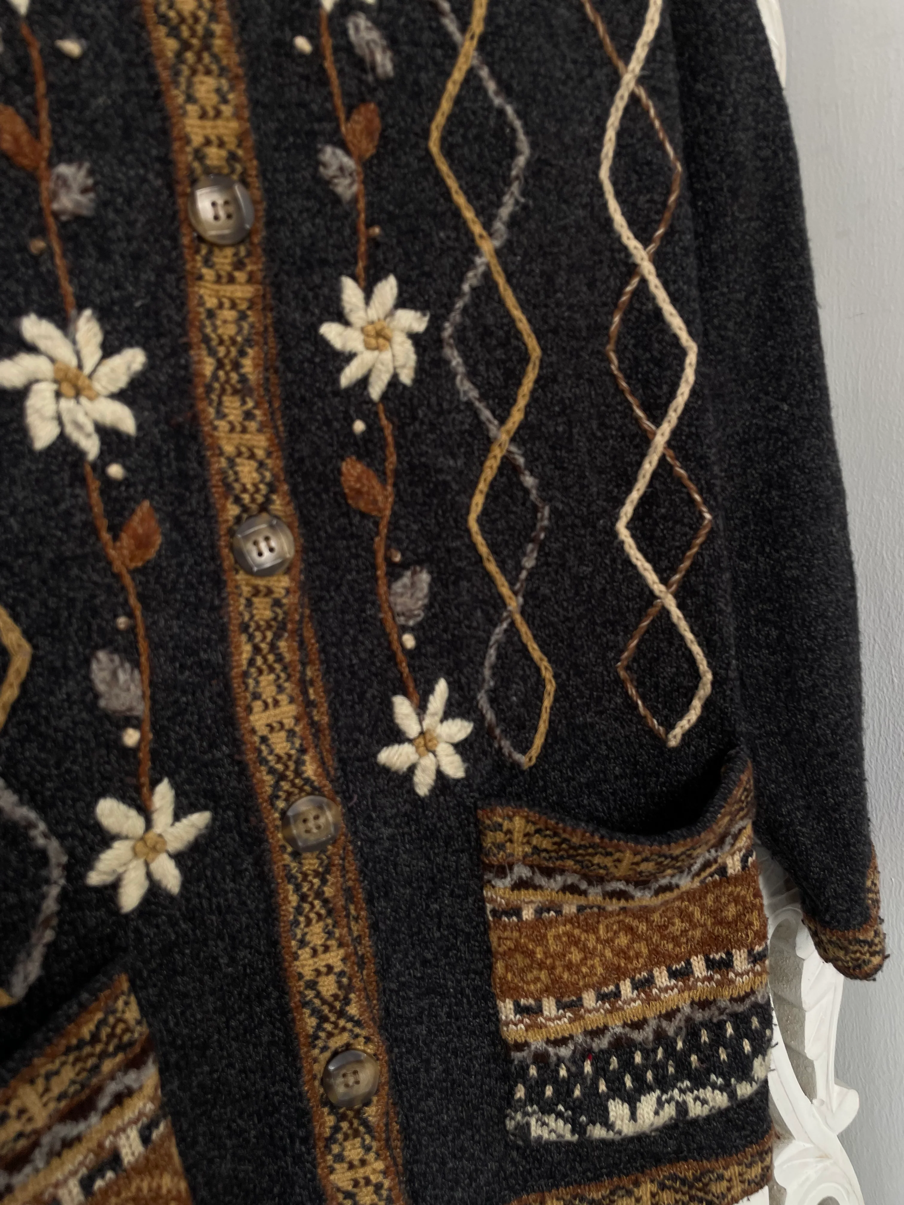 Sixth Sense Embroidered Vintage Sweater-Bust 40 - Image 3