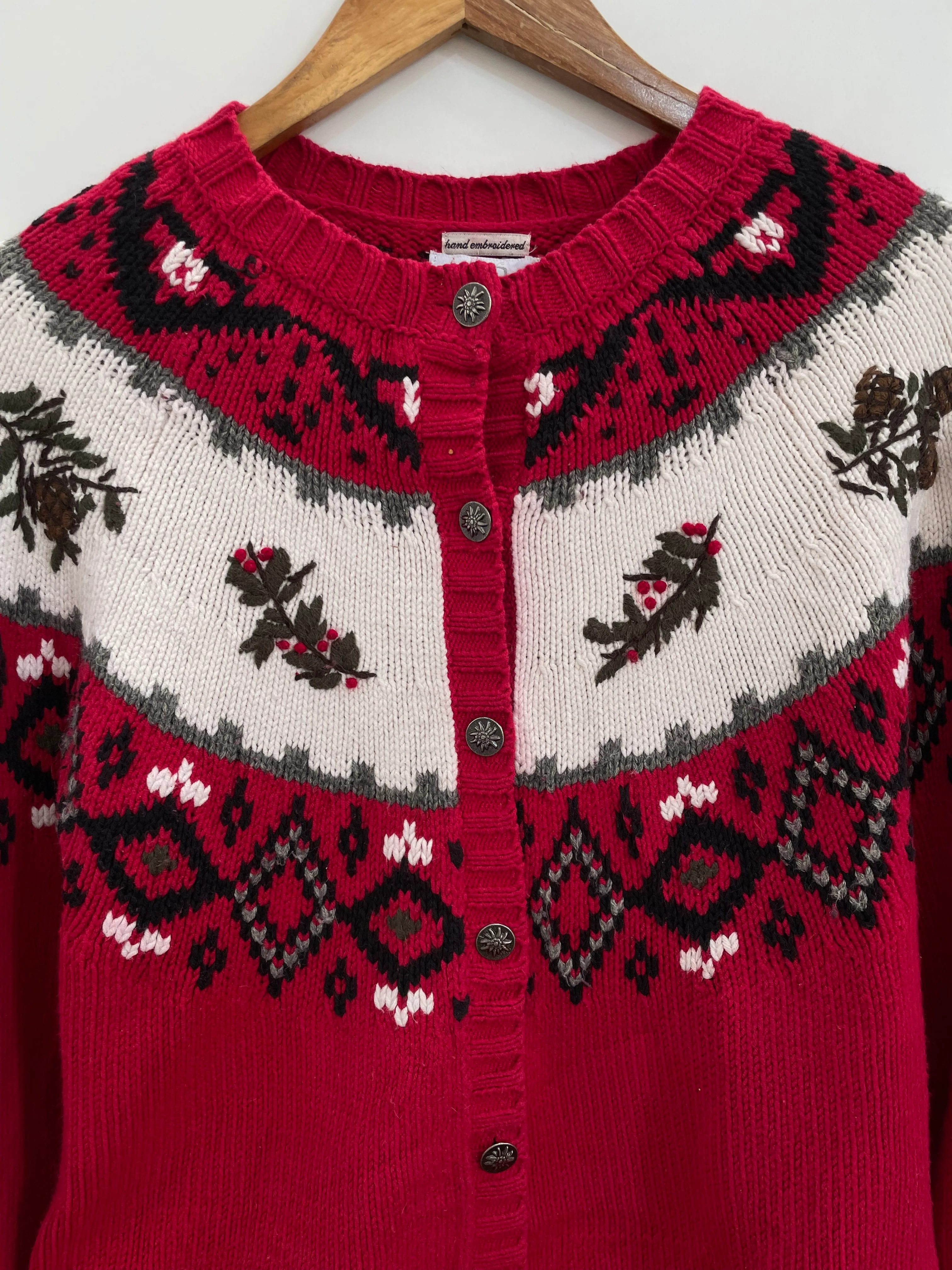 Northern Reflections Hand Embroidered Vintage Sweater-Bust 40 - Image 2