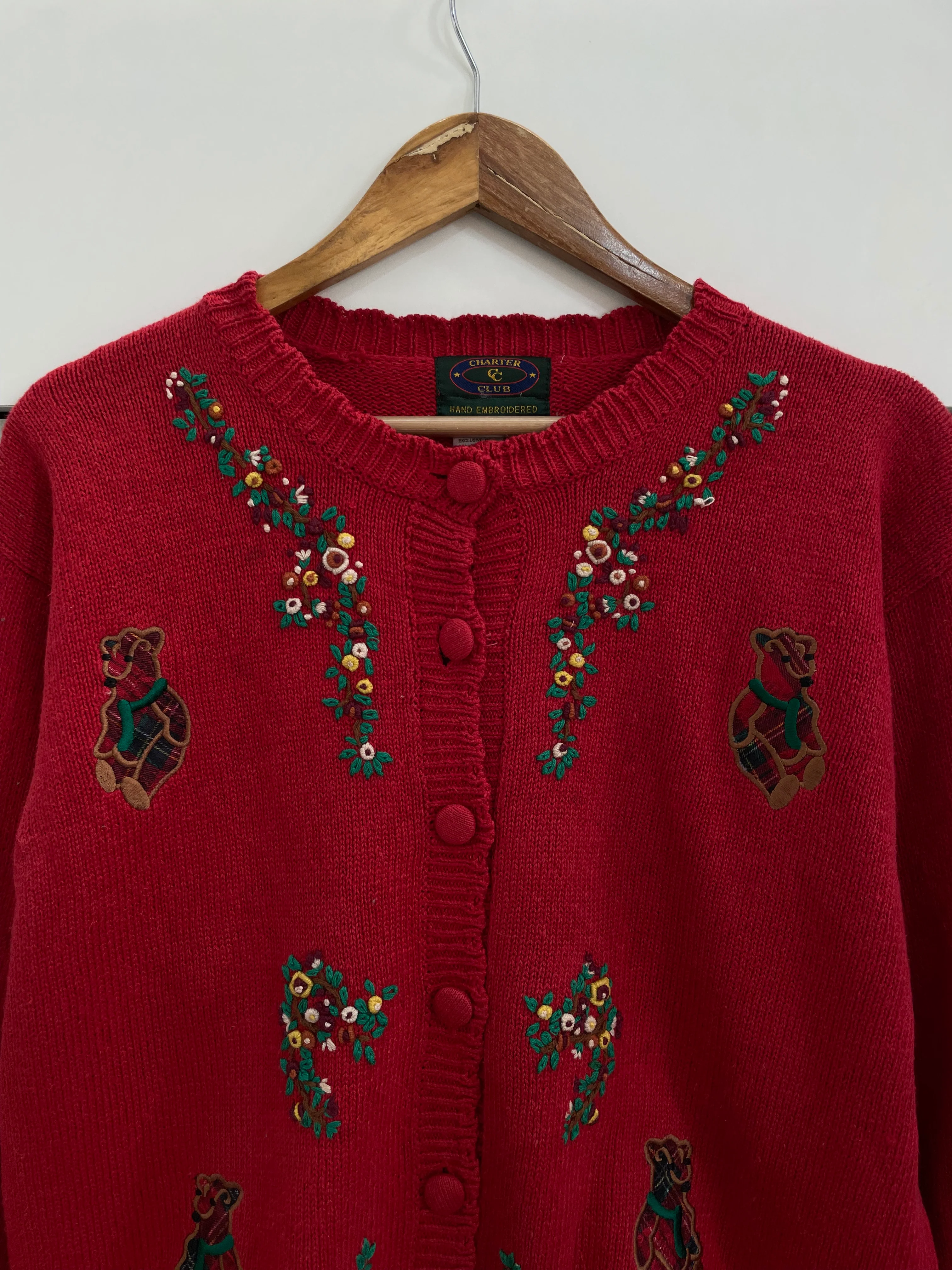 Charter Club Hand Embroidered Vintage Sweater-Bust 46 - Image 2