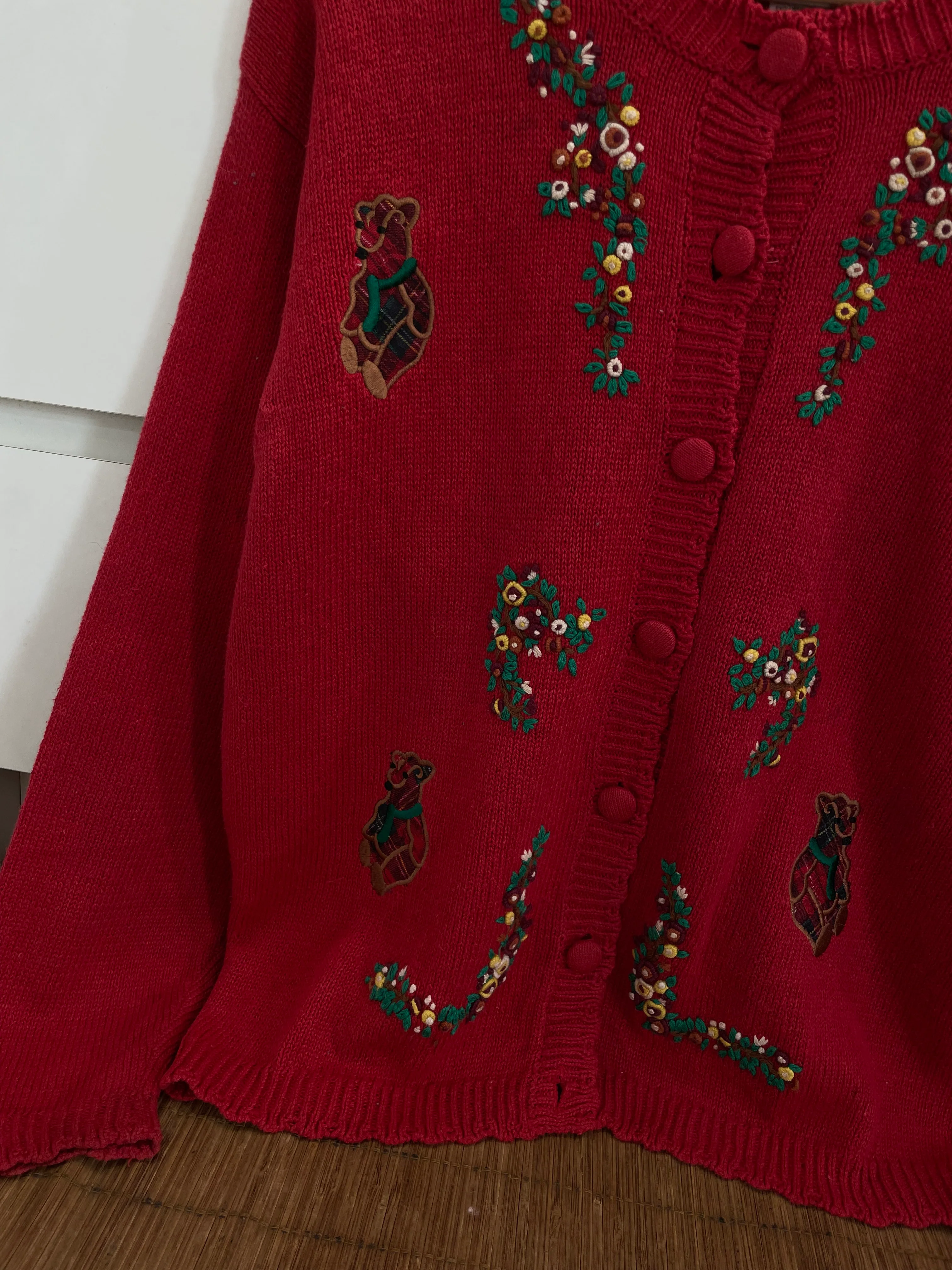 Charter Club Hand Embroidered Vintage Sweater-Bust 46 - Image 3