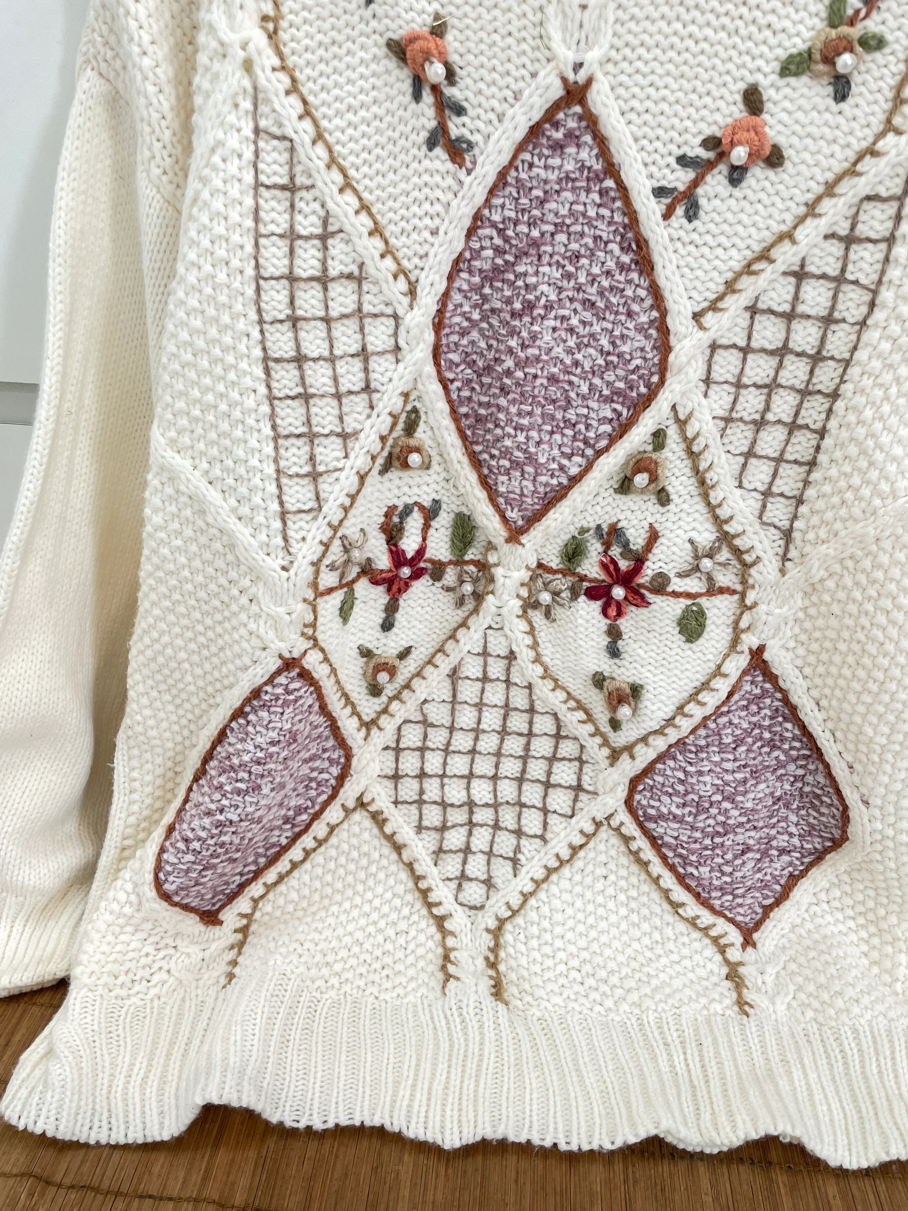 Embroidered Vintage Sweater-Bust 46 - Image 3