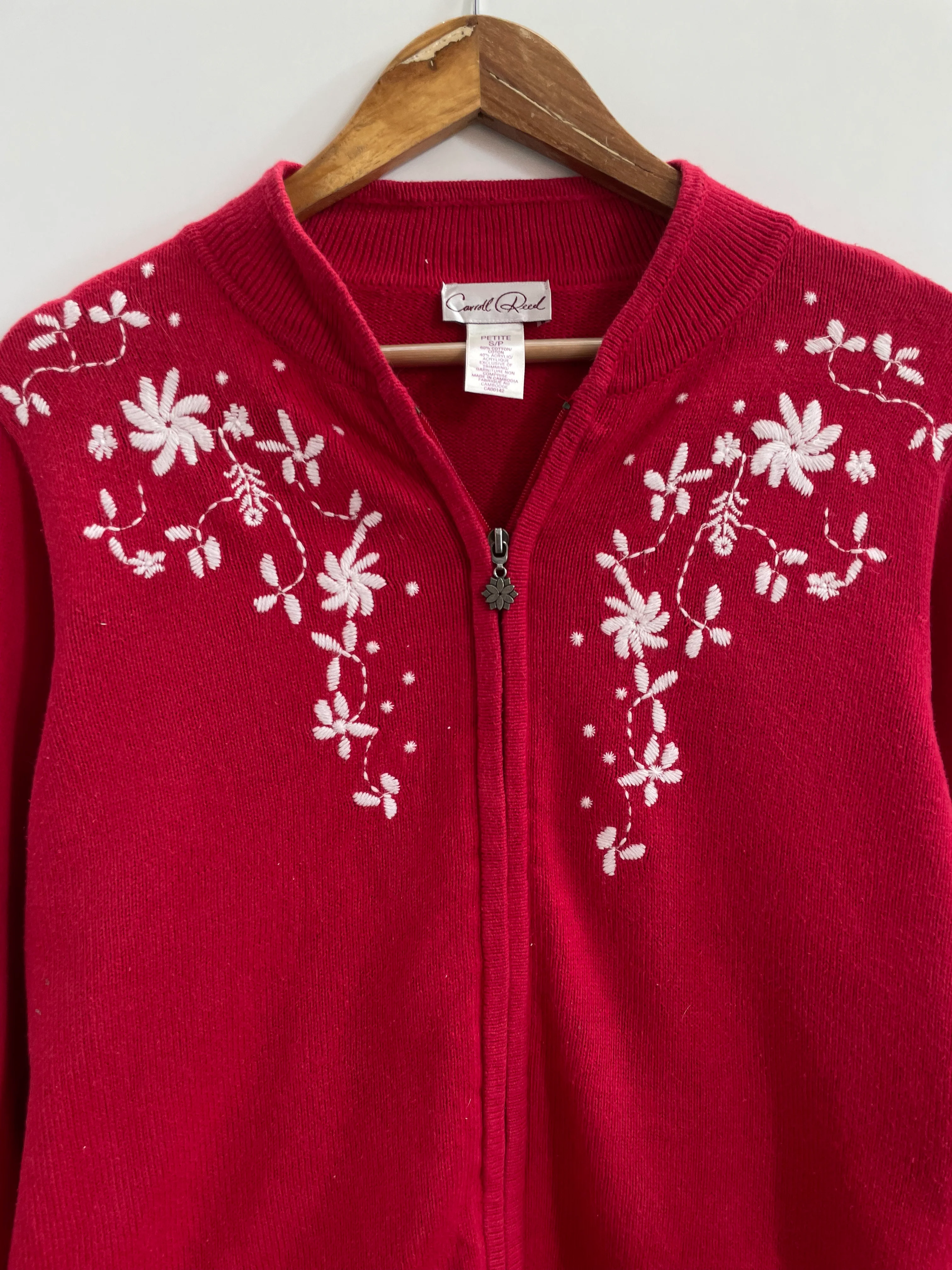 Caroll Reed Embroidered Vintage Sweater-Bust 40 - Image 2